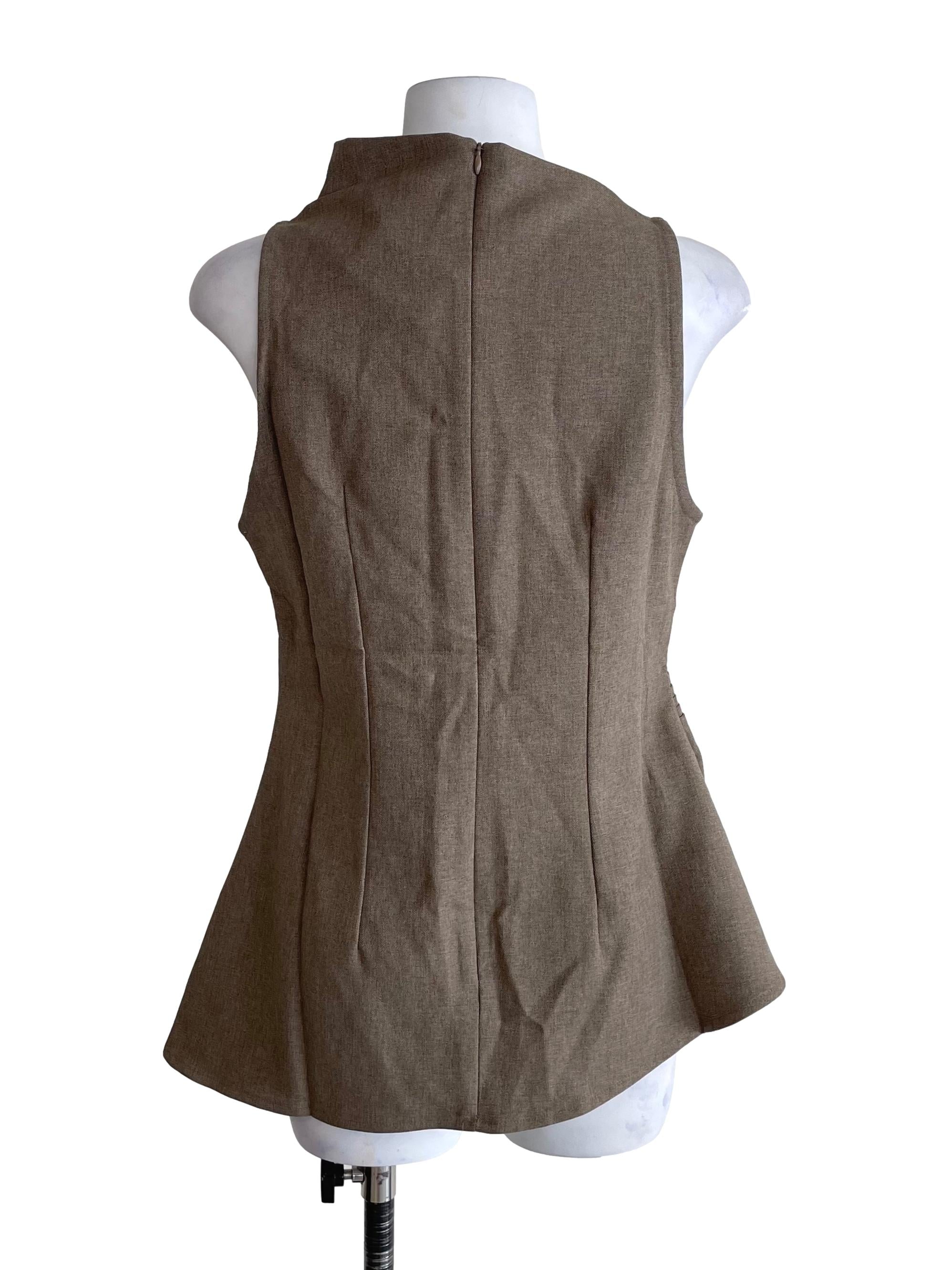 Hazelnut Beige Pleated Snatch Top