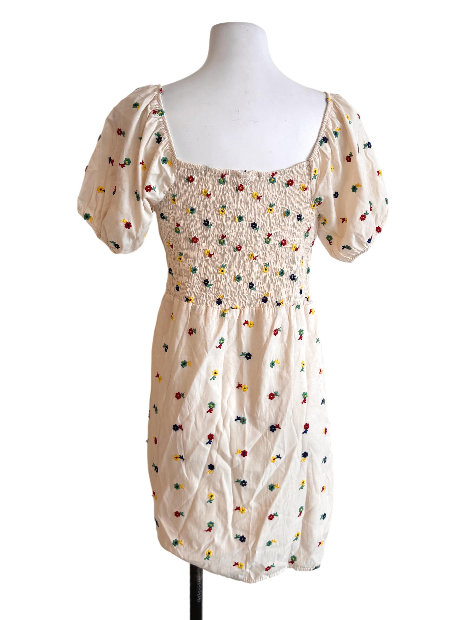 Egg Nog Floral Ruched Dress