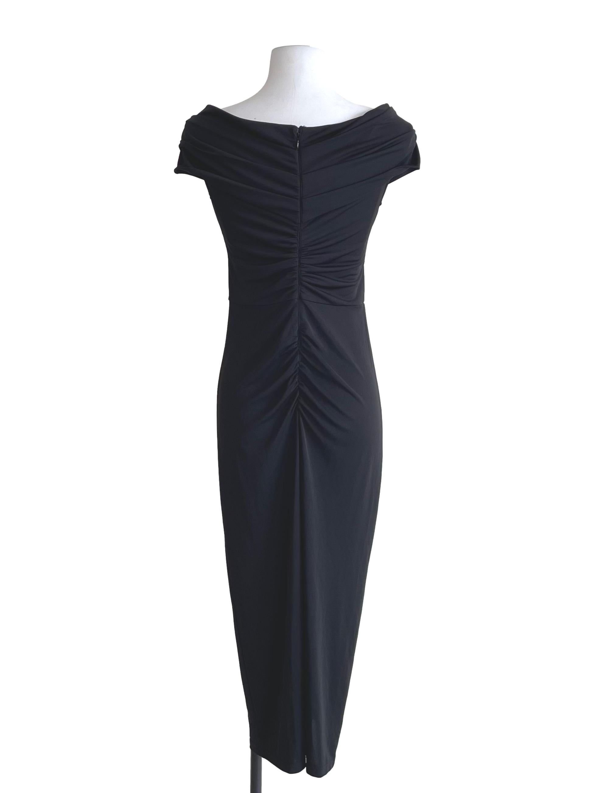 Black Off Shoulder Ruched Bodycon Dress