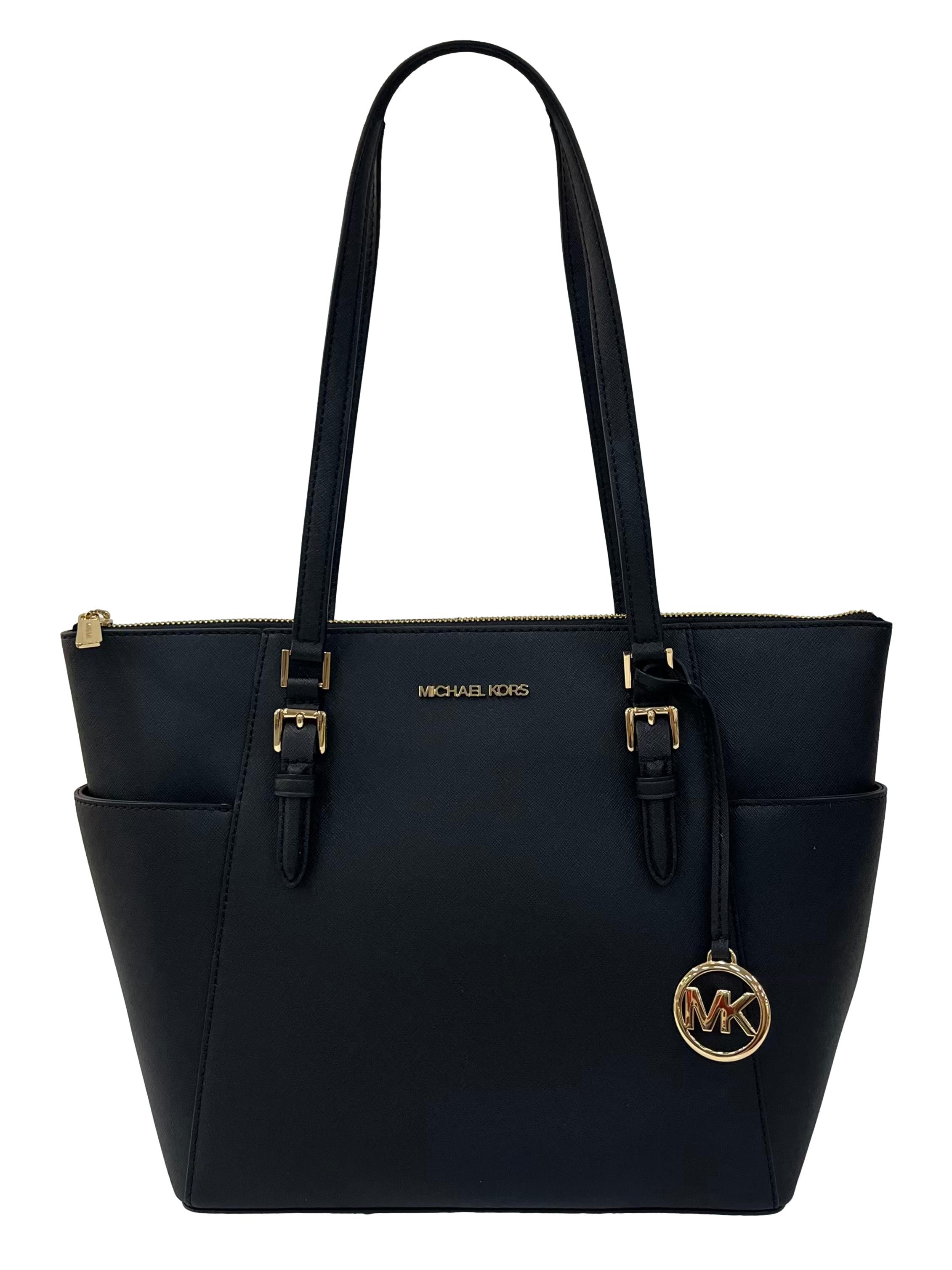 Black Leather Charlotte Large Top Zip Tote Bag CSN