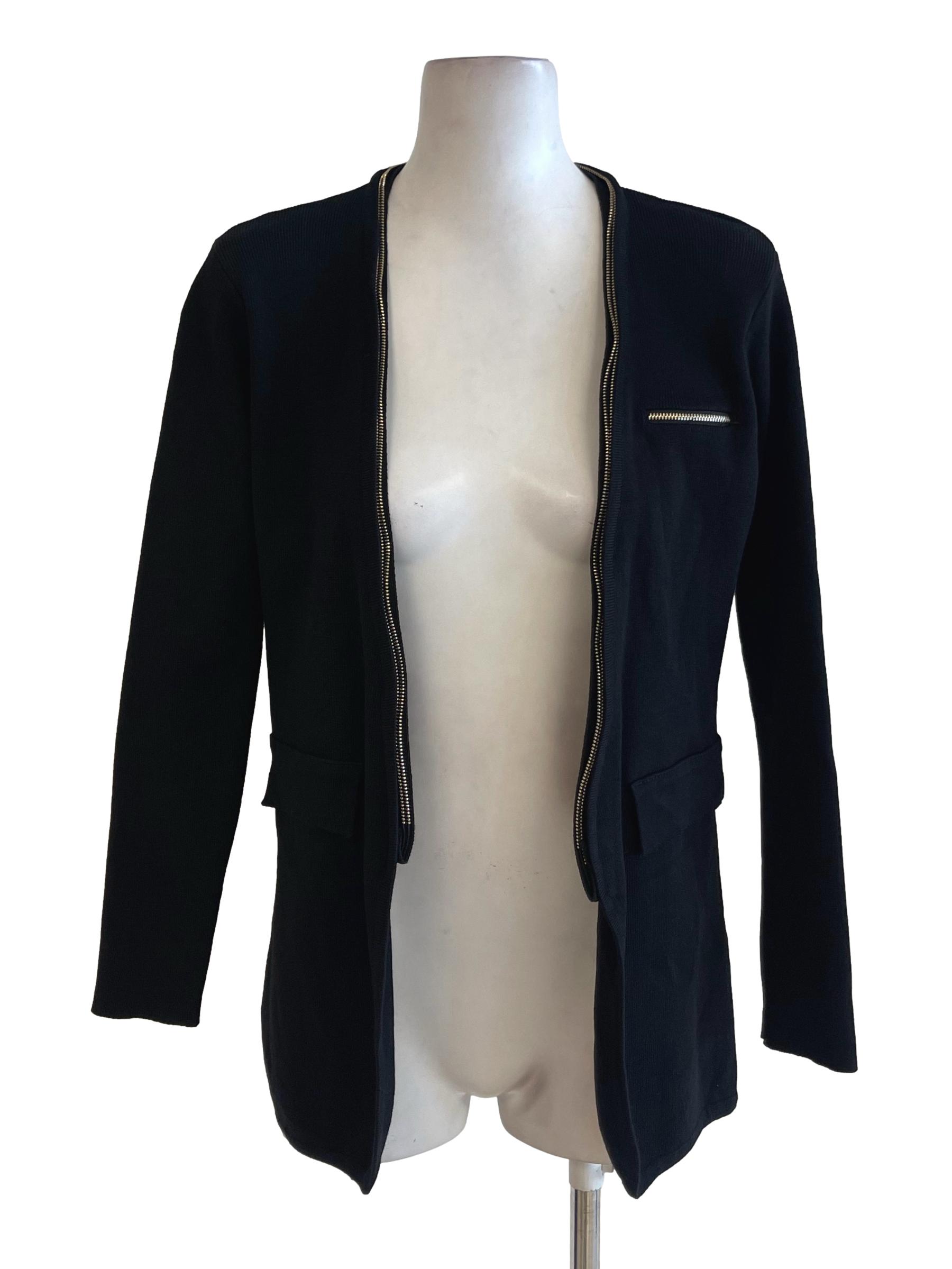 Black Decorative Golden Zip Jacket