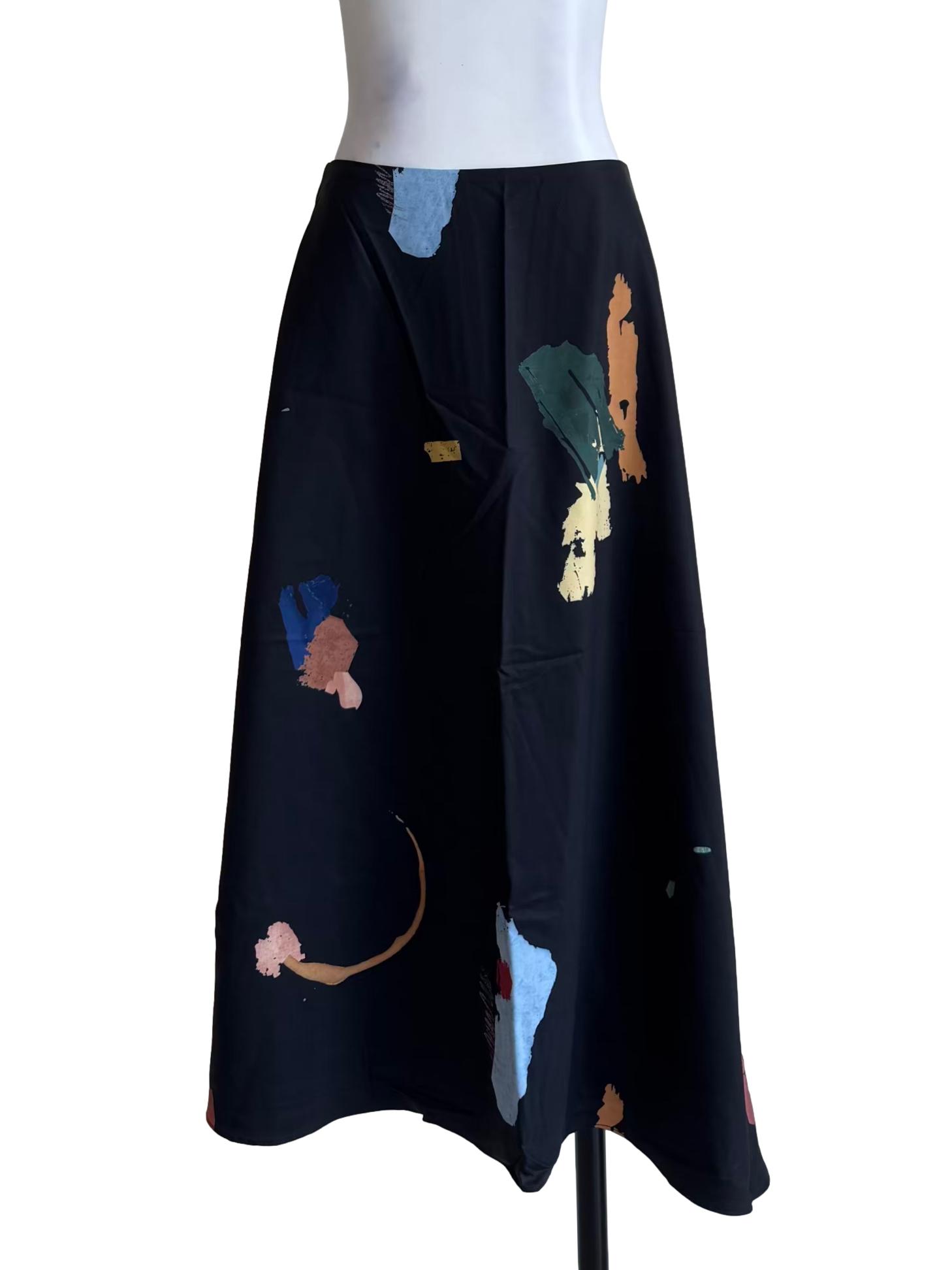 Black Fragments Midi Skirt OSN