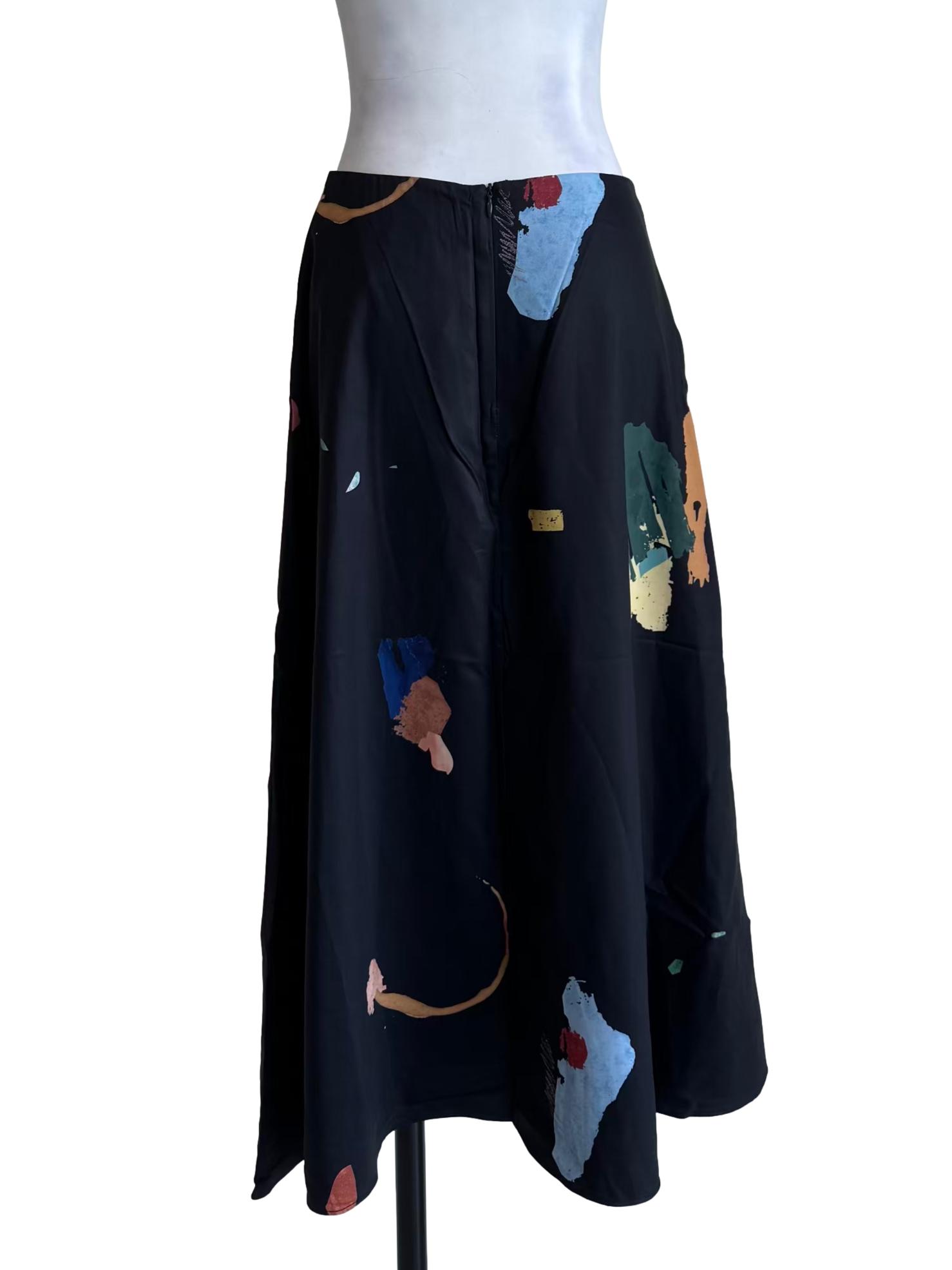 Black Fragments Midi Skirt OSN