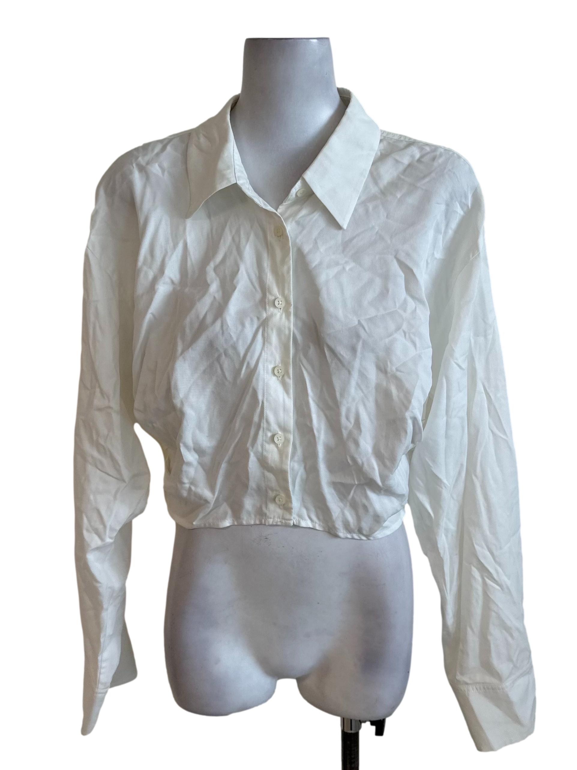 Off White Collar Long Sleeve Top