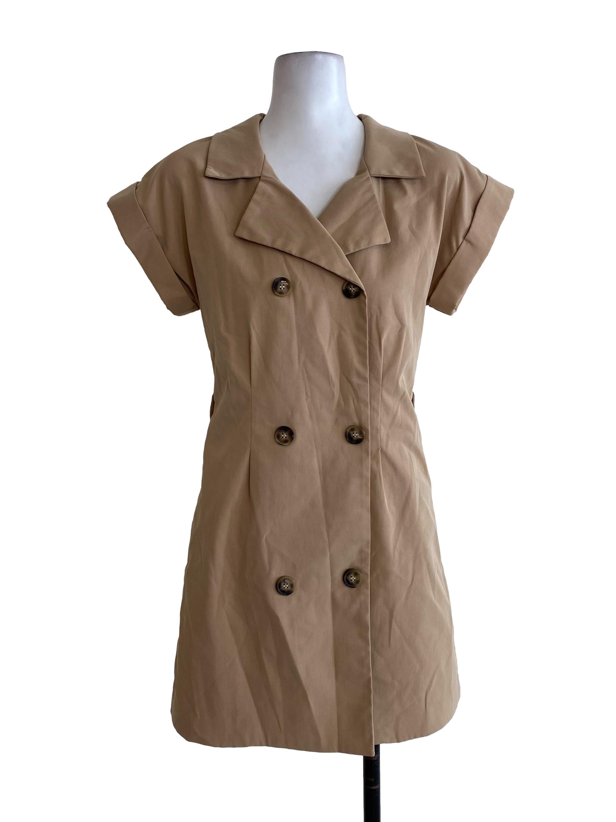 Latte Double Breasted Rompers