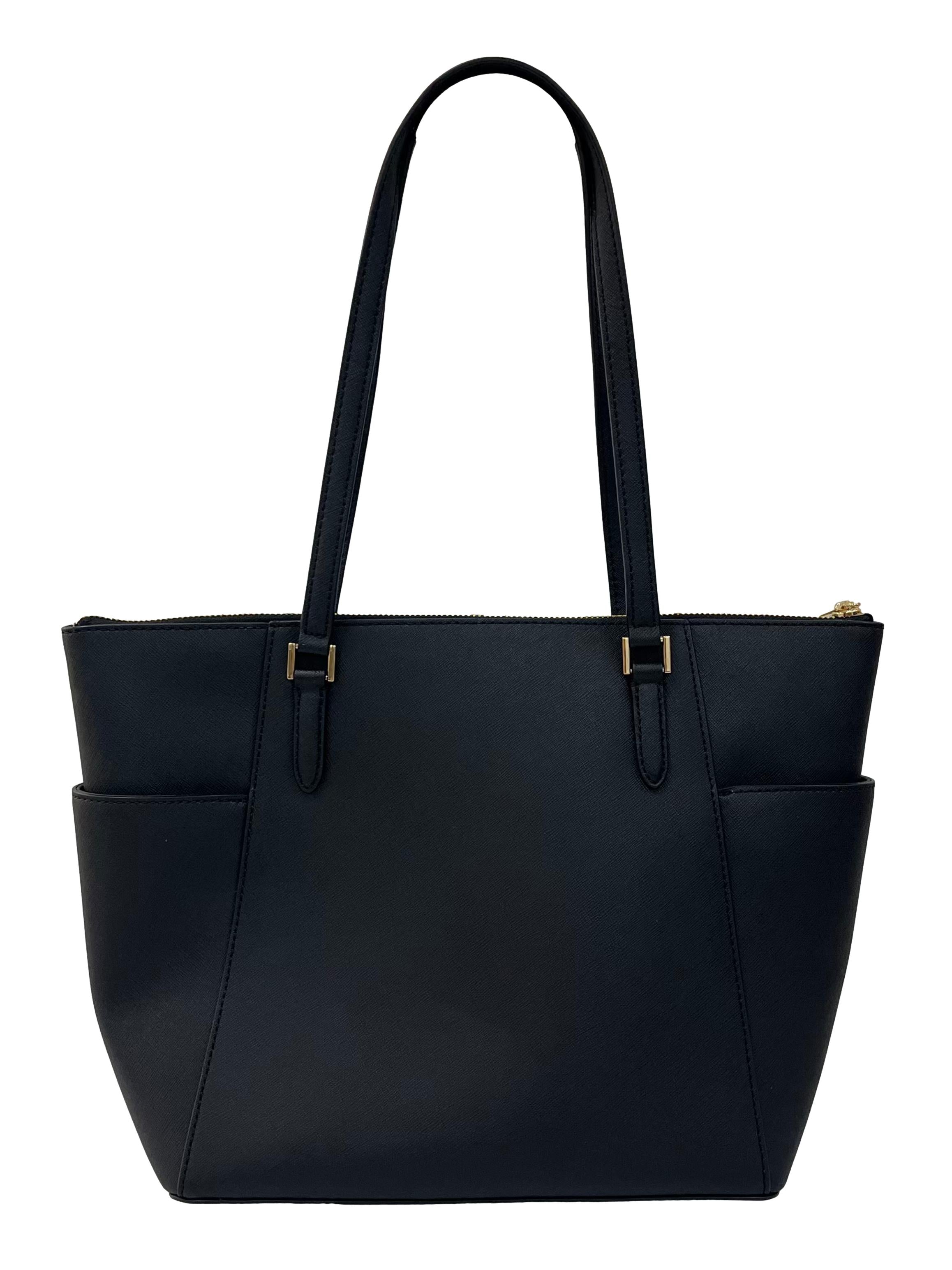 Black Leather Charlotte Large Top Zip Tote Bag CSN