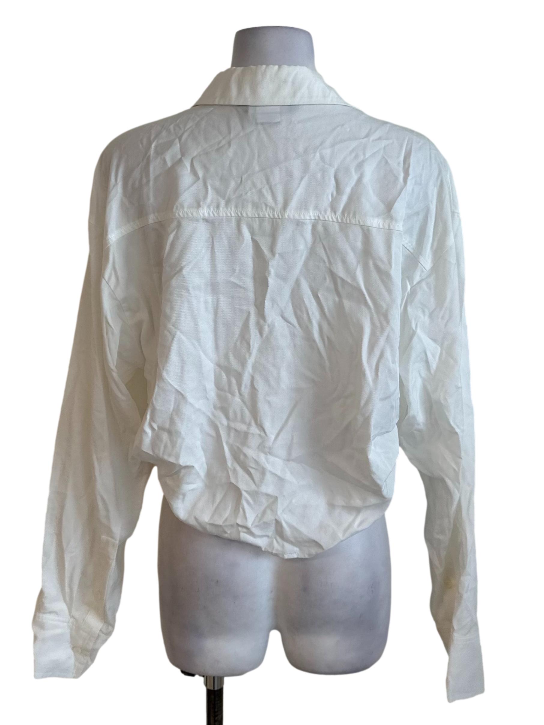 Off White Collar Long Sleeve Top