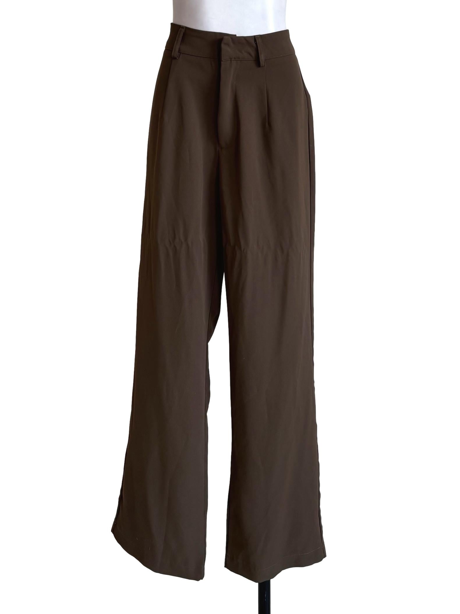 Coffee Brown Straight Cut  Dress Pants
