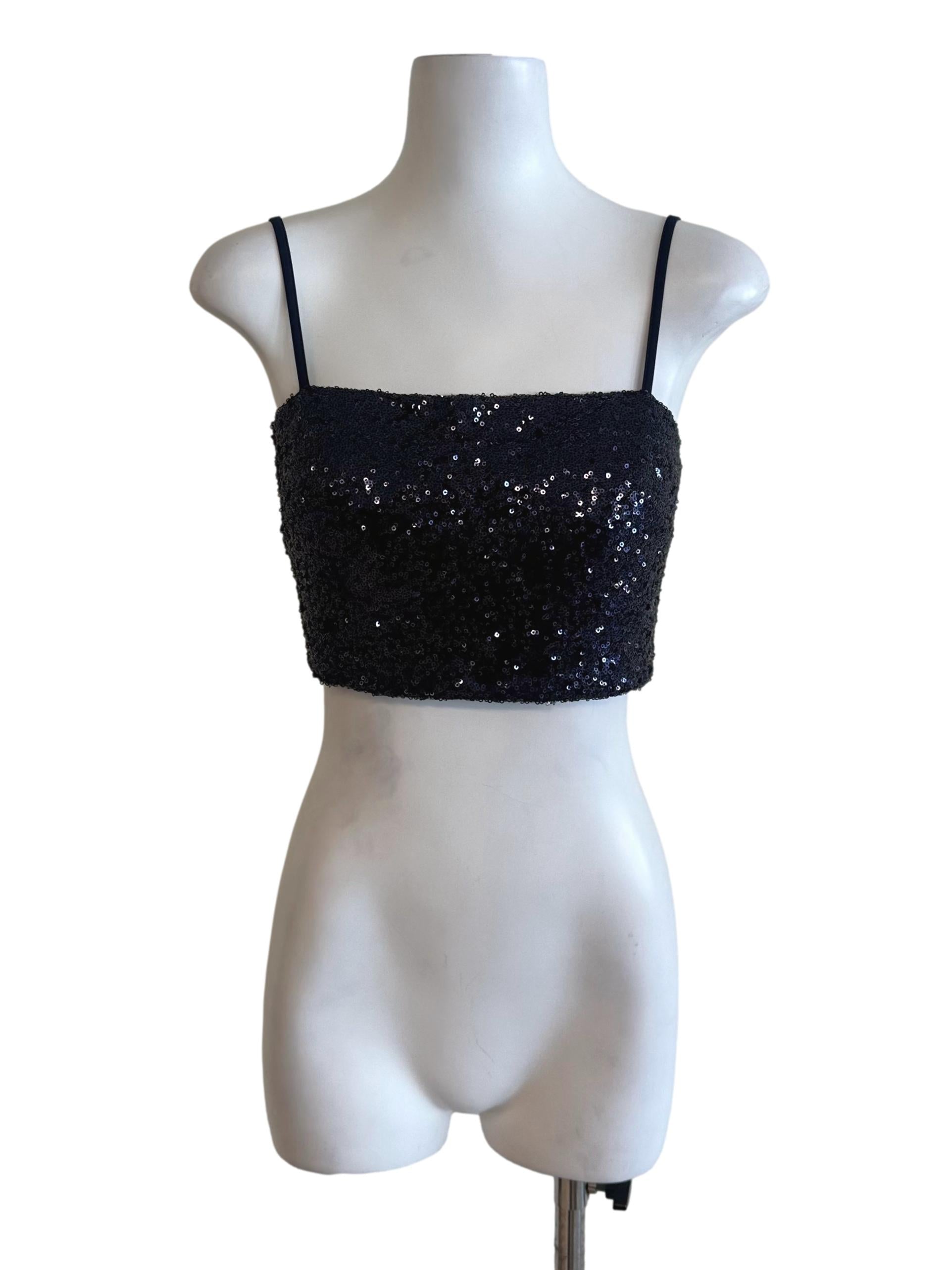 Navy Blue Beads Glitter Top