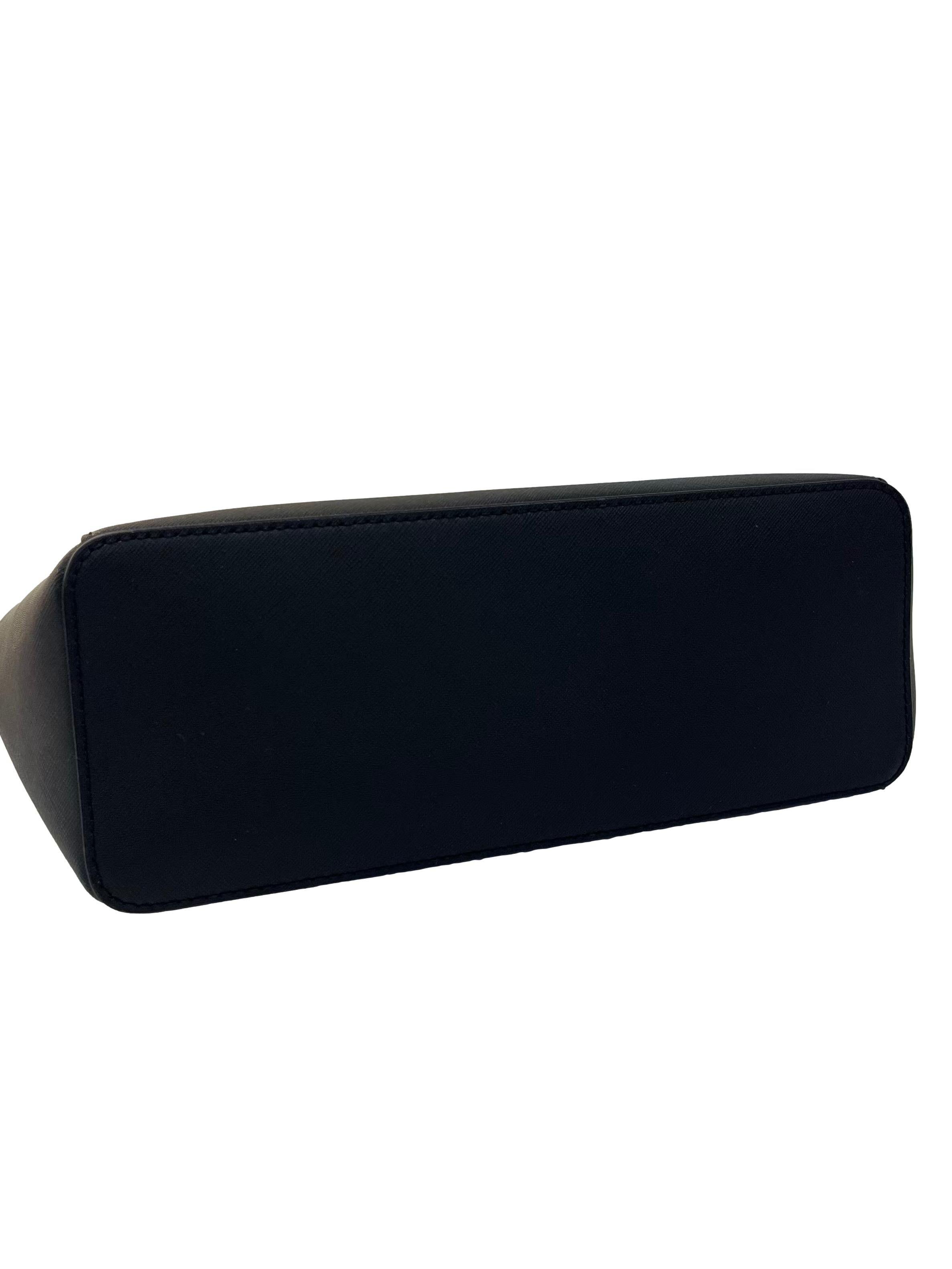 Black Leather Charlotte Large Top Zip Tote Bag CSN