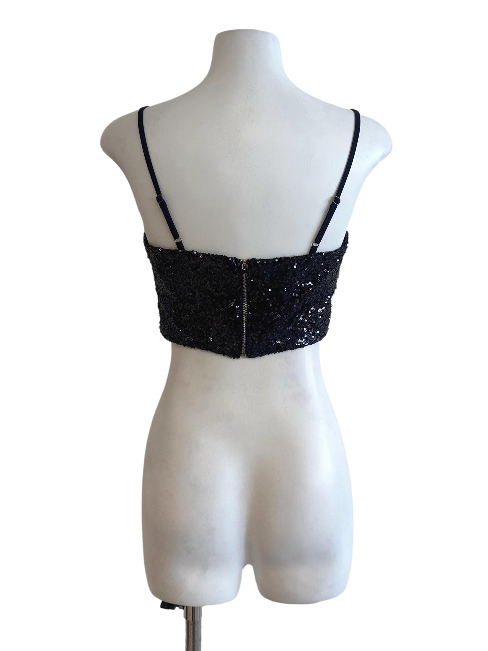 Navy Blue Beads Glitter Top