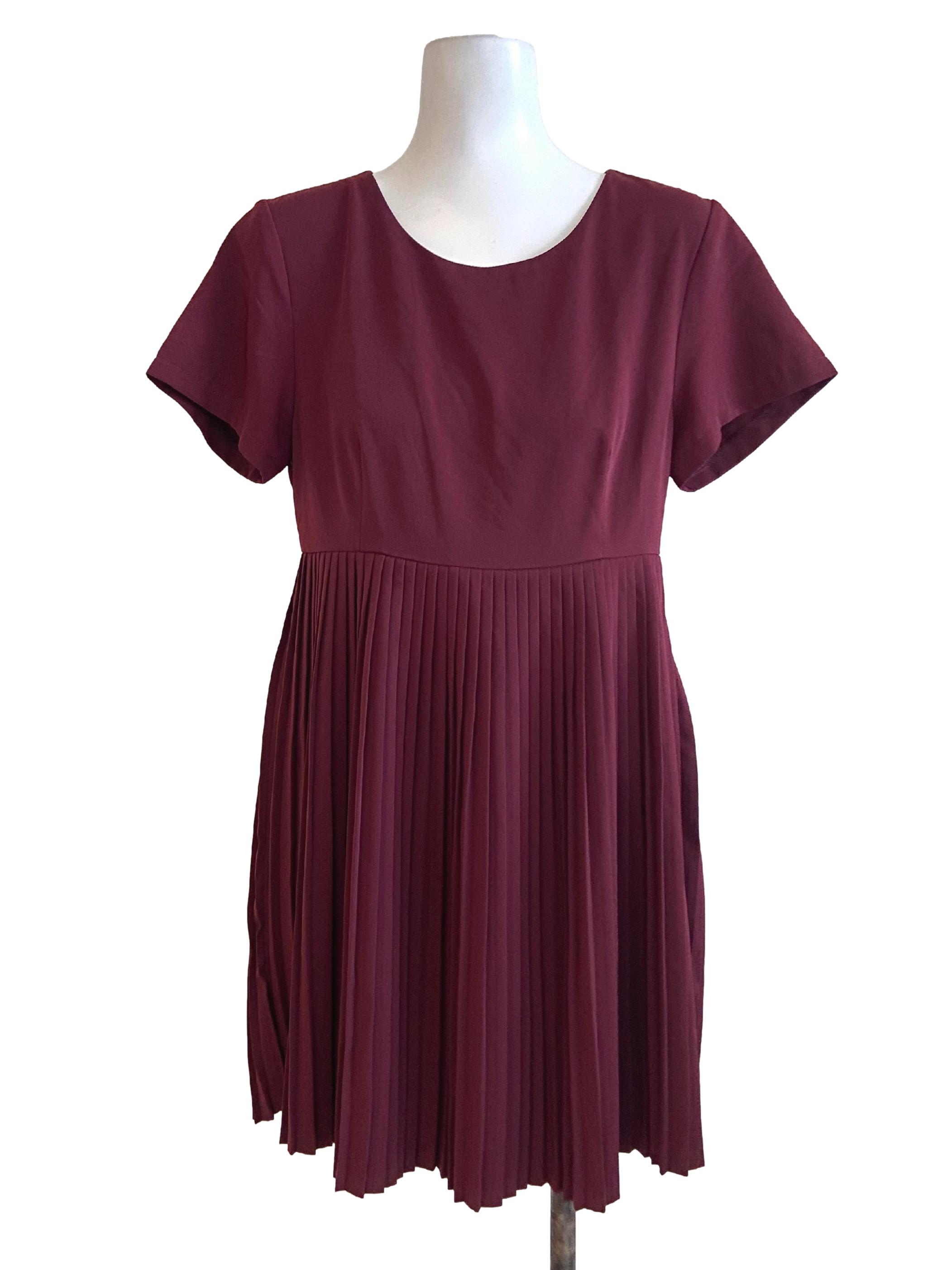 Currant Red Twill Half Accordion Apron Dress
