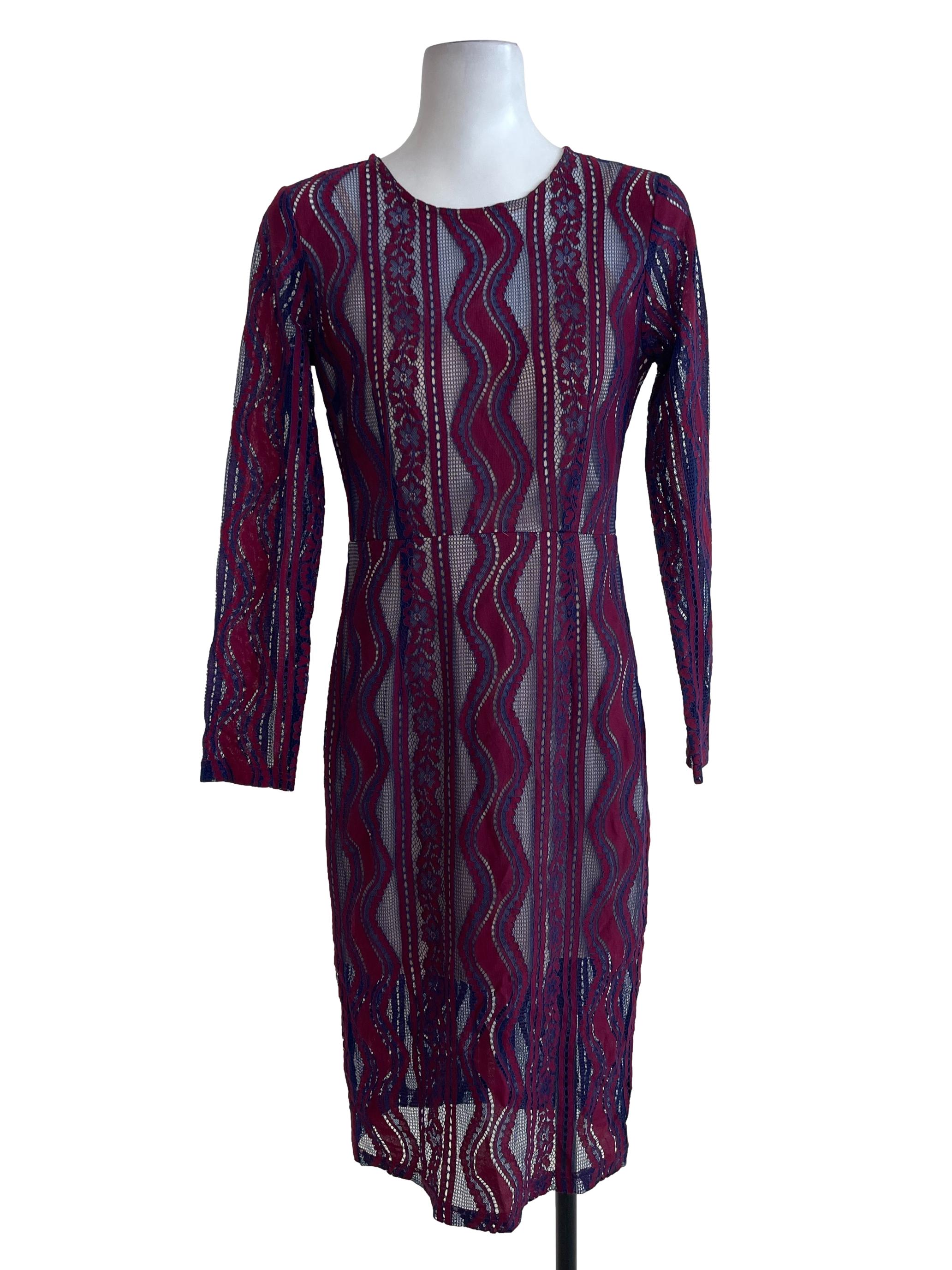 Blue And Red Lace Dress