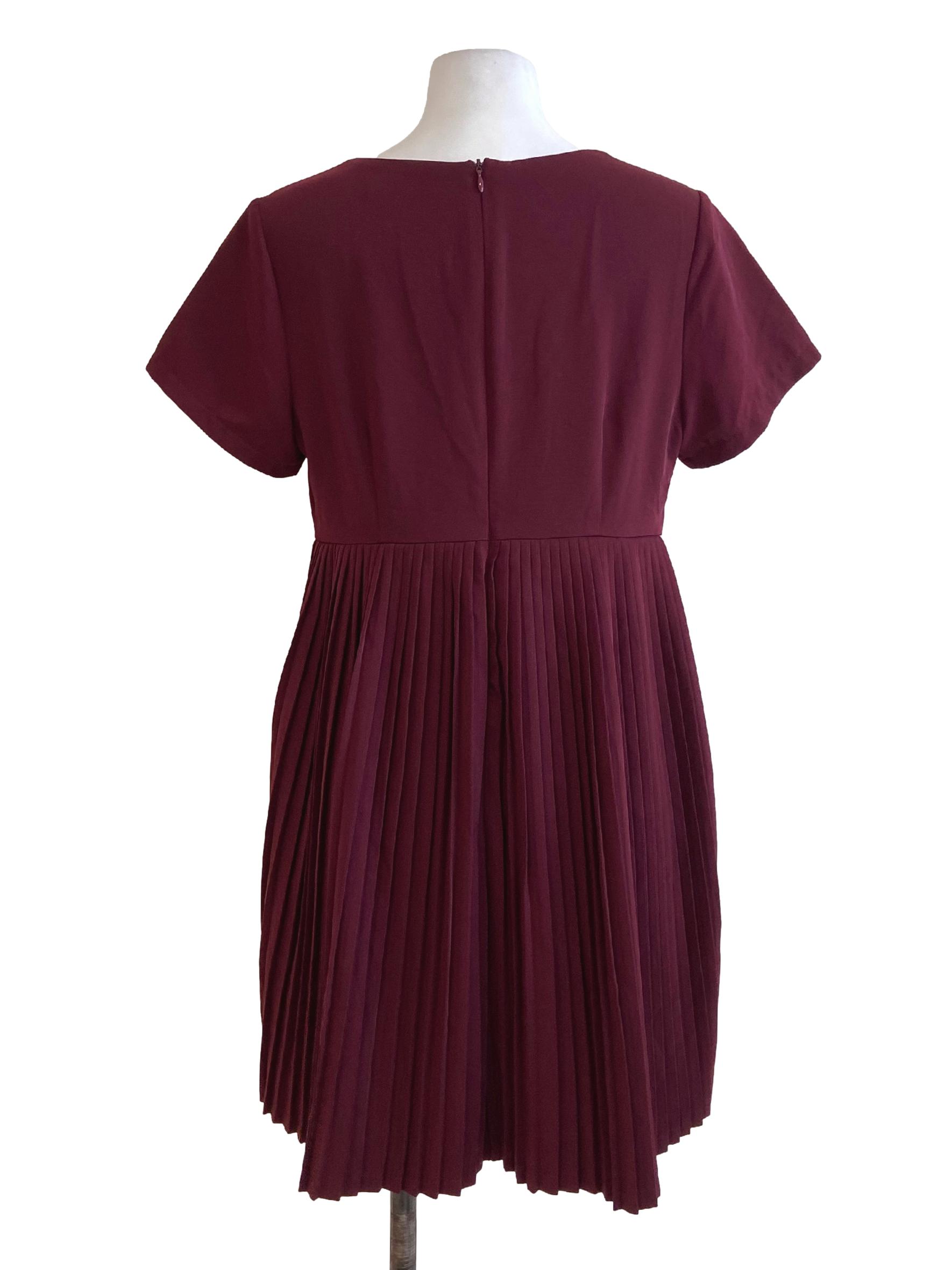 Currant Red Twill Half Accordion Apron Dress