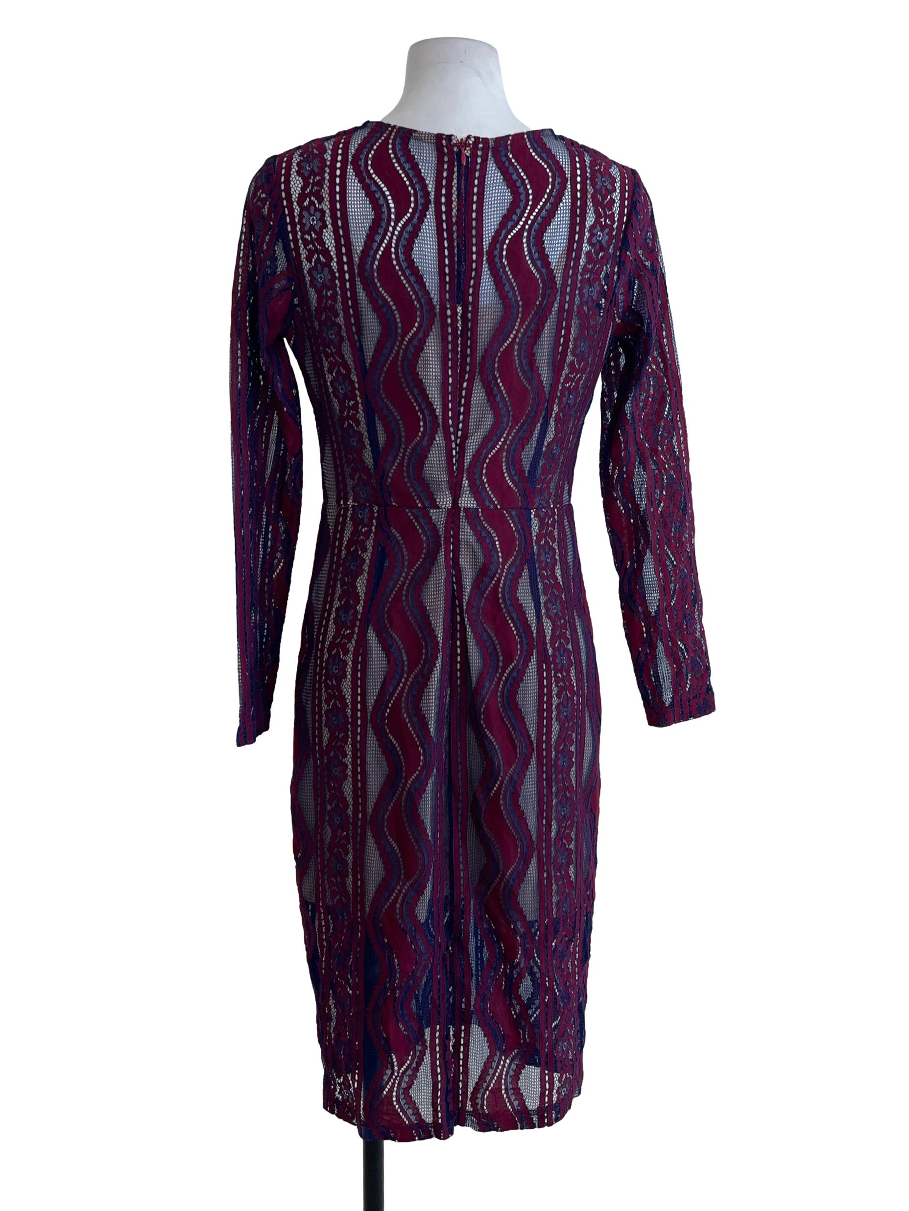 Blue And Red Lace Dress