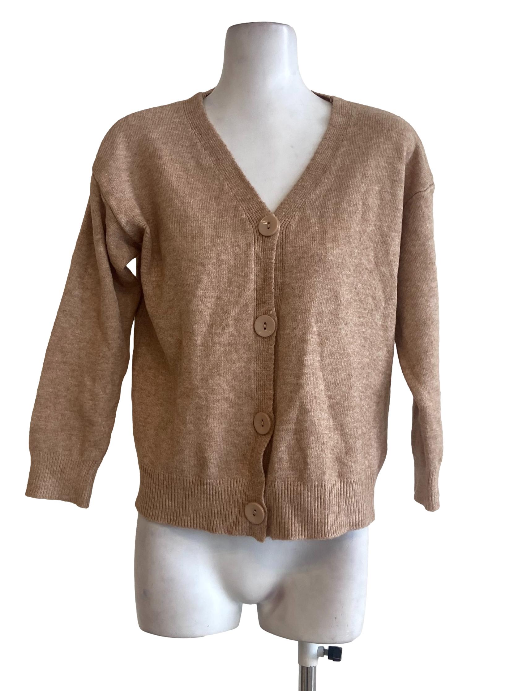 Sepia Beige Button Down Cardigan