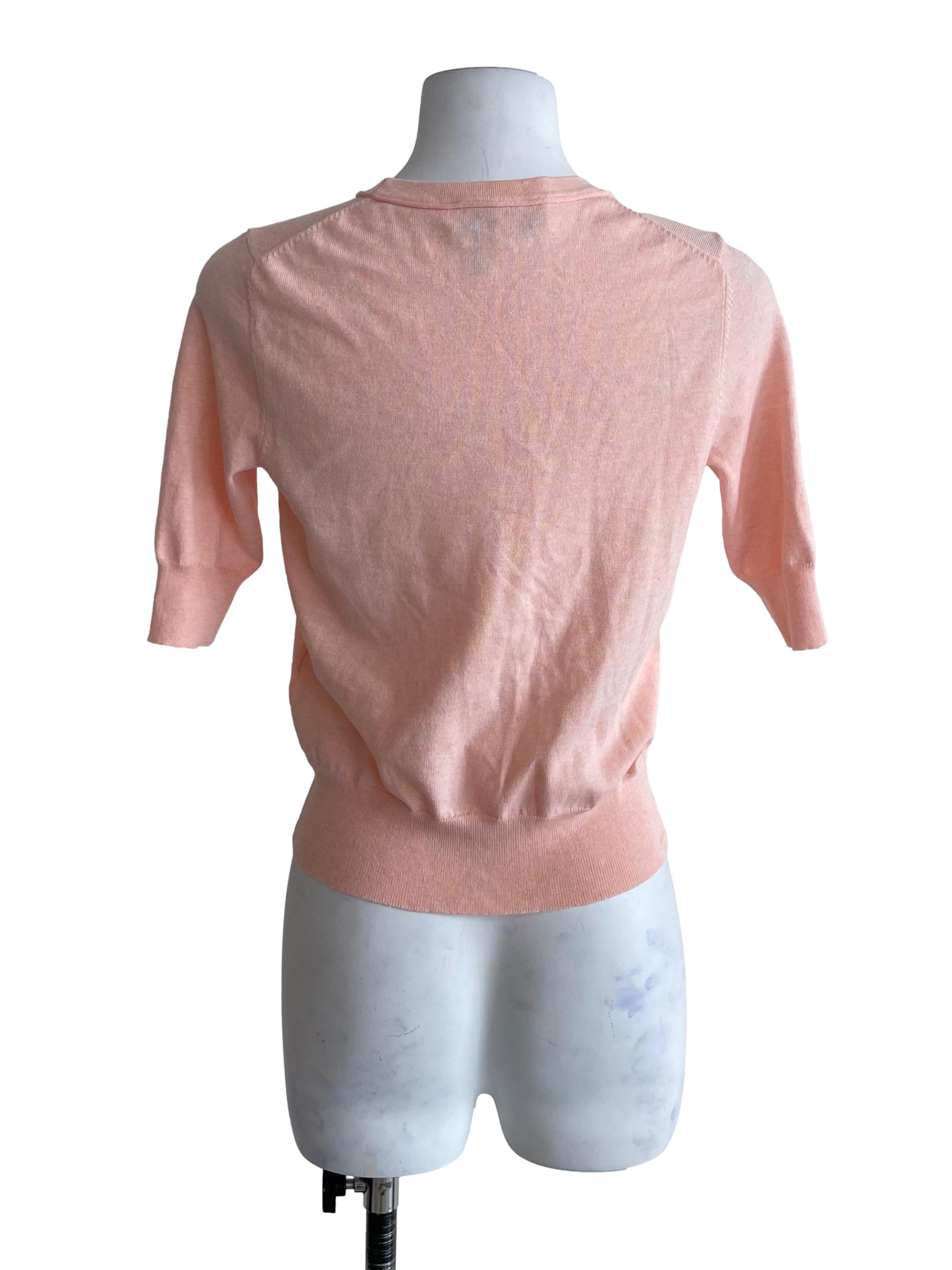 Pastel Peach Mid Sleeves Knit Jumper