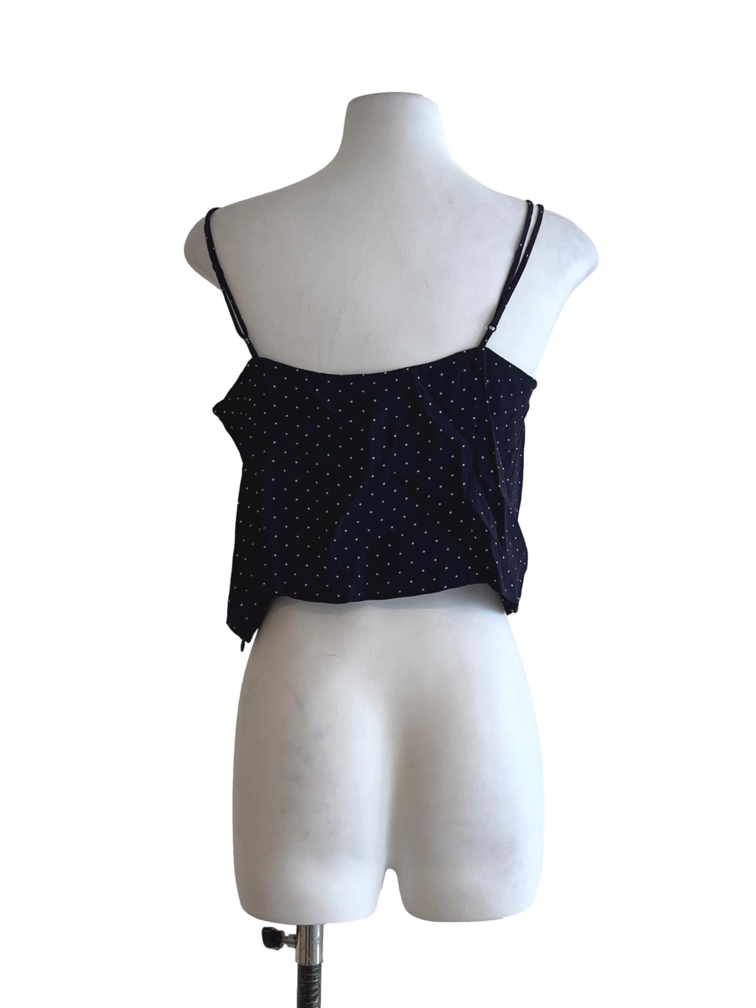 Navy Blue Polka Dot Sleeveless Top