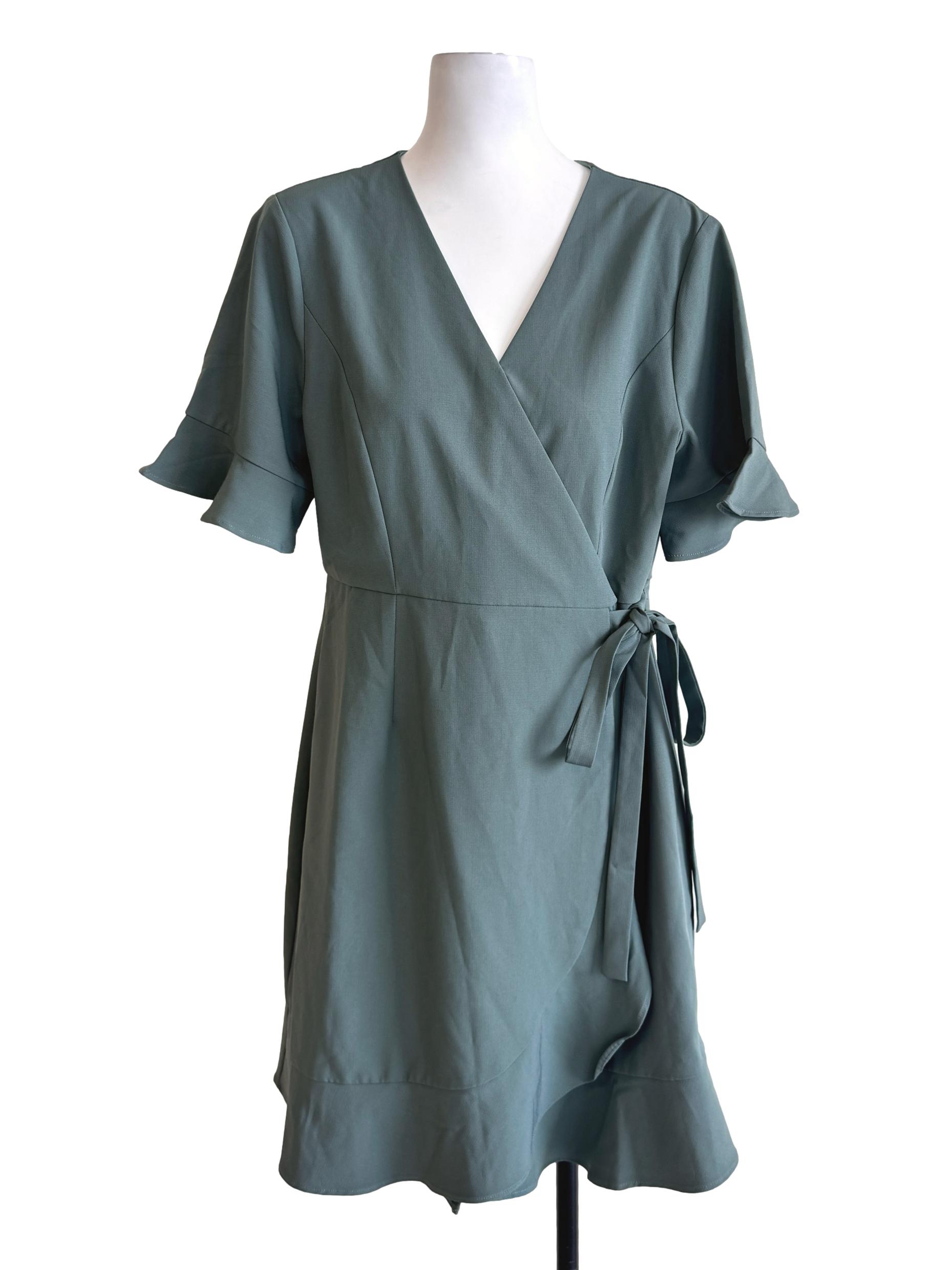 Sage Green Wrap Dress