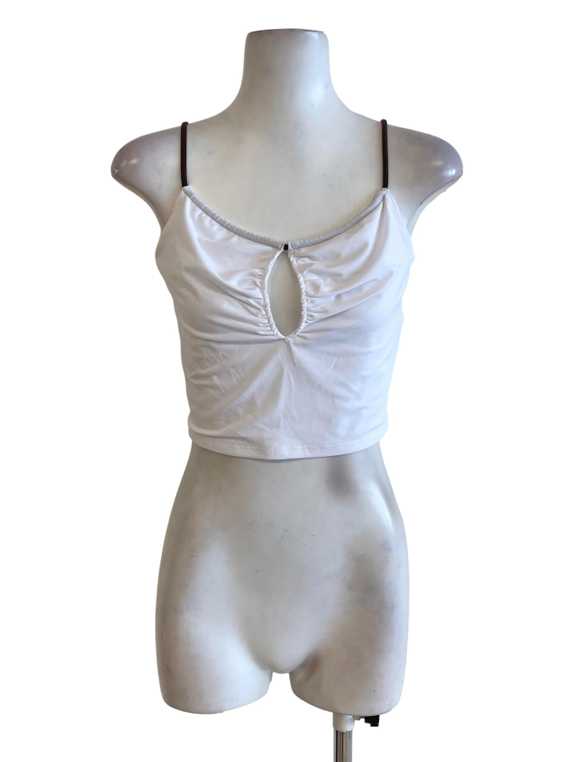 White Black Strap Tank Top