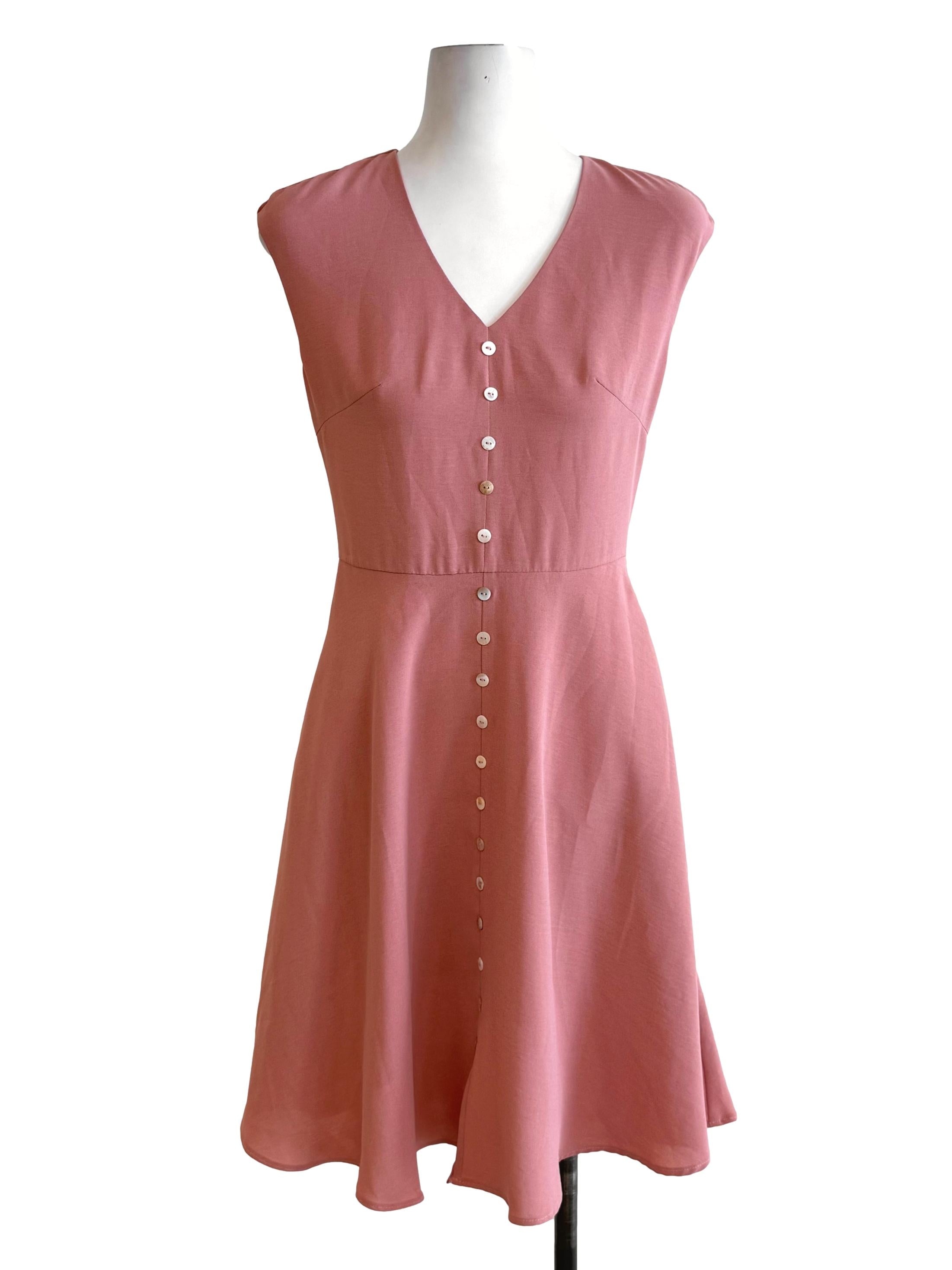 Blush Button A-Line Dress