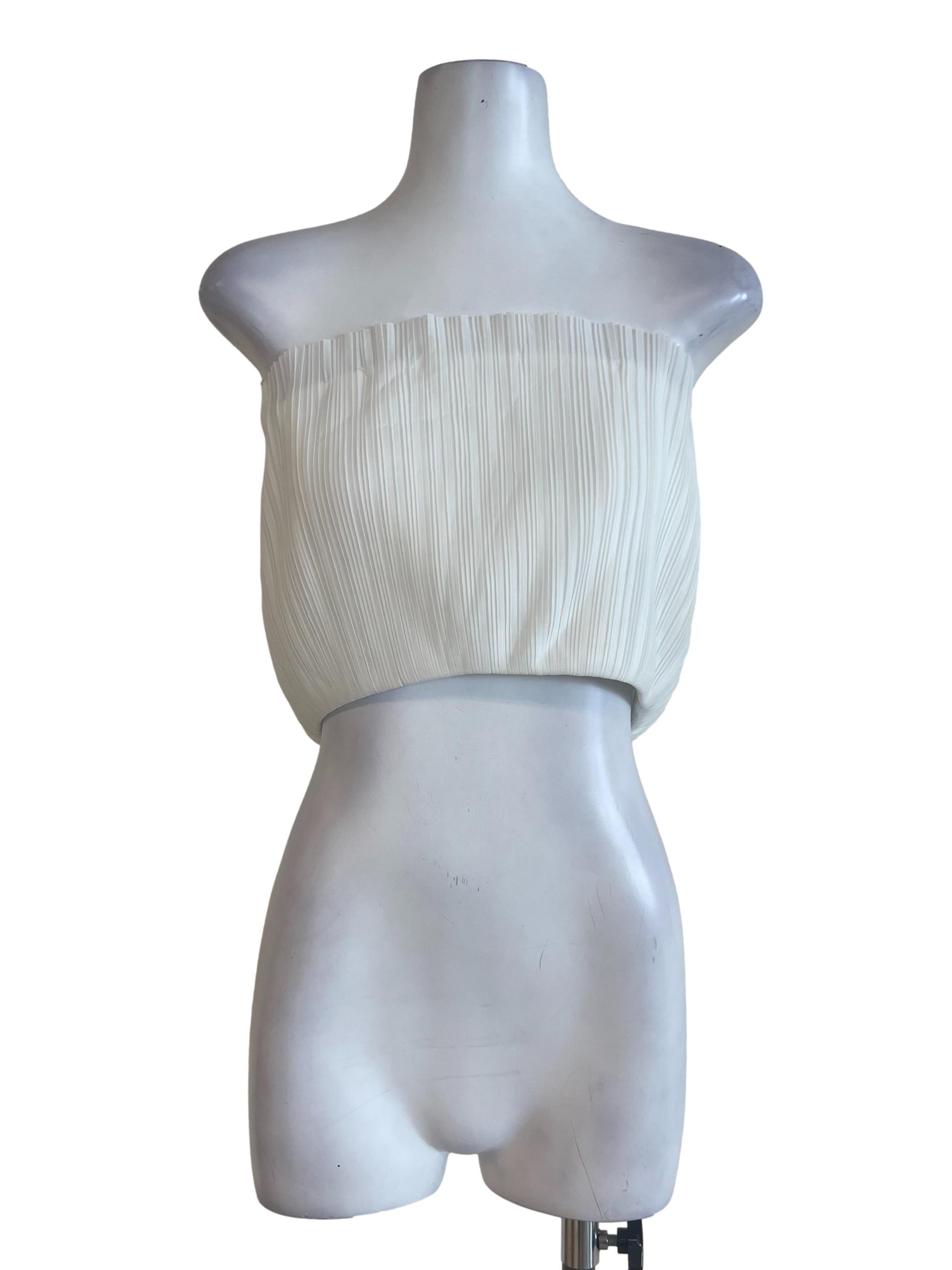 White Pleated Strapless Bralette