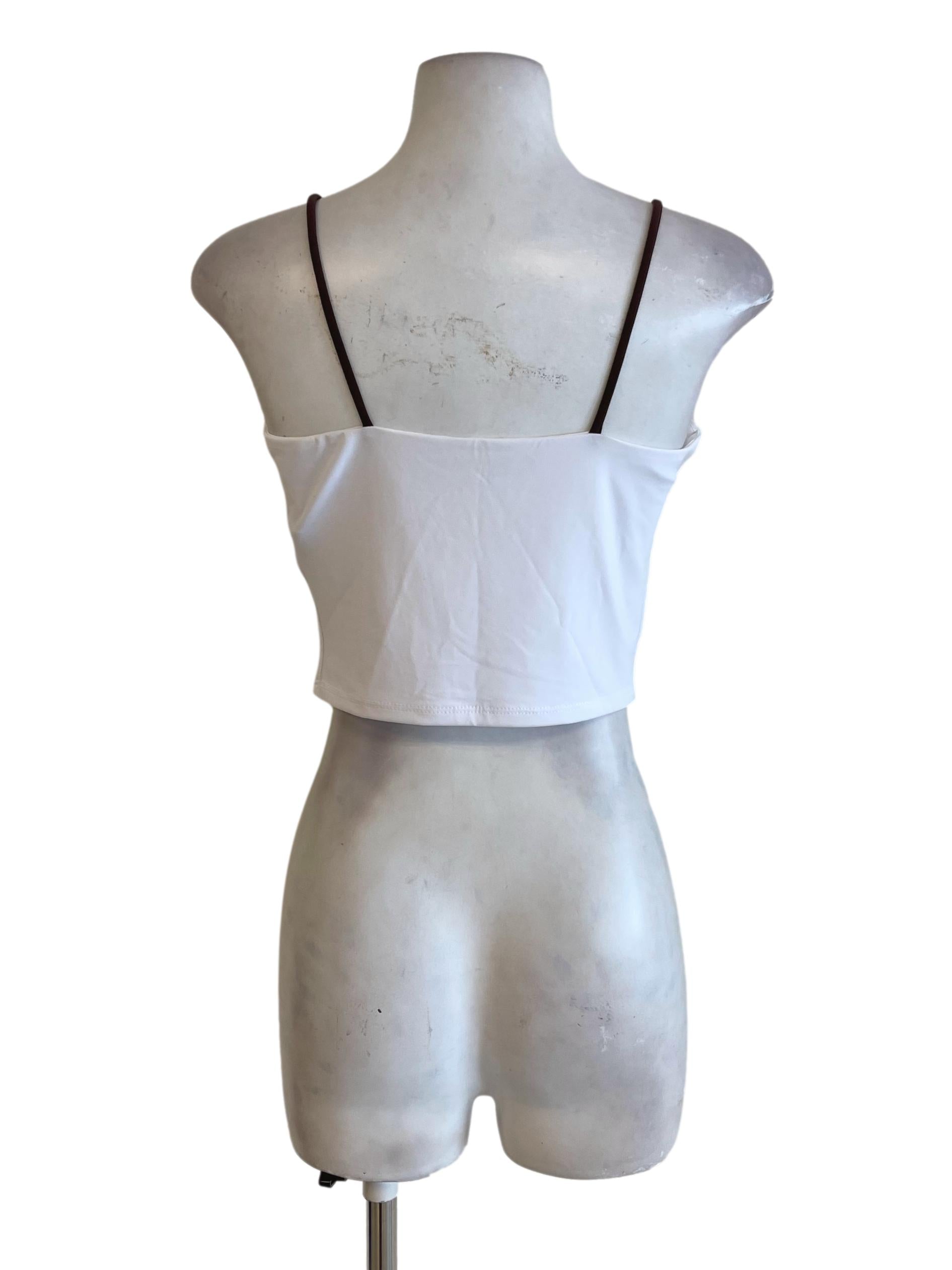 White Black Strap Tank Top