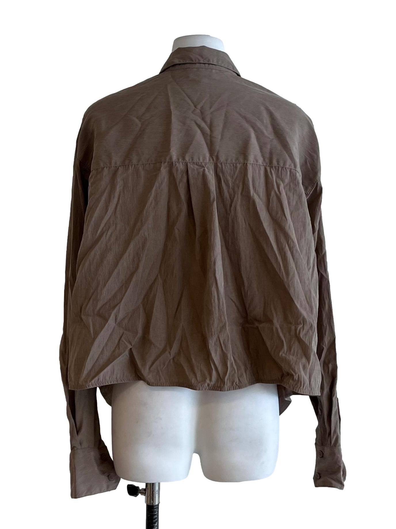 Tortilla Brown Wing Collar Blouse