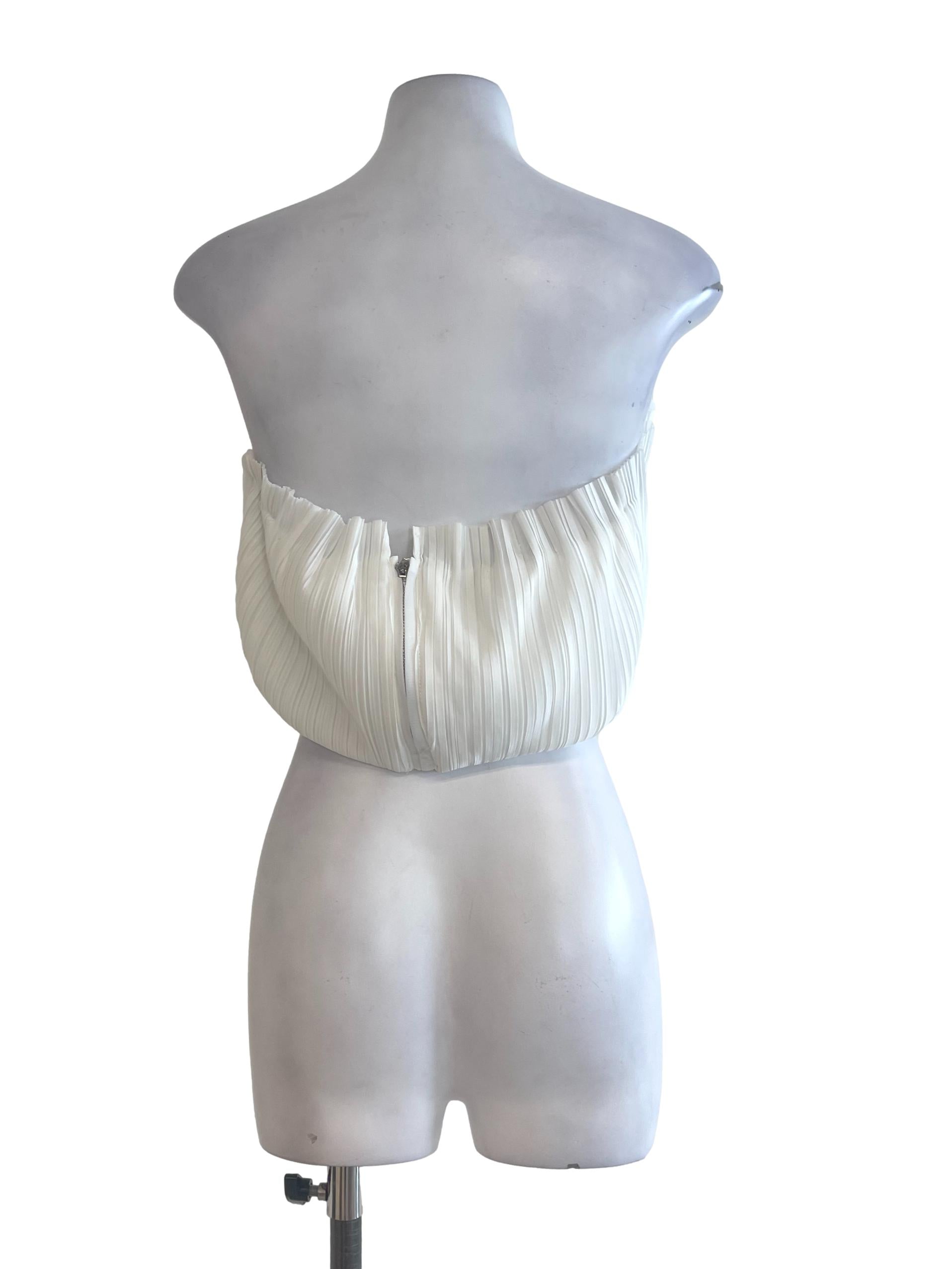 White Pleated Strapless Bralette