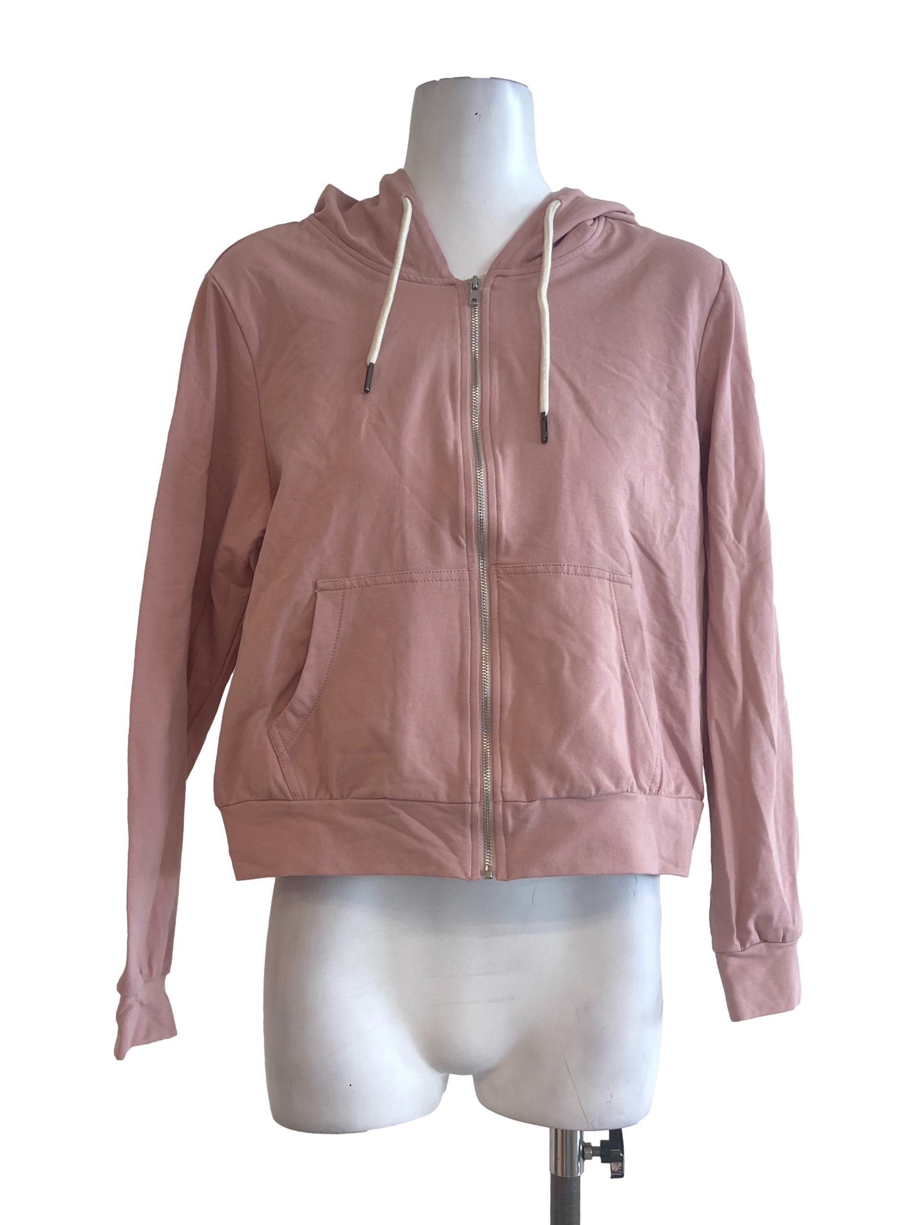 Pink Zipped Crop Hoodie