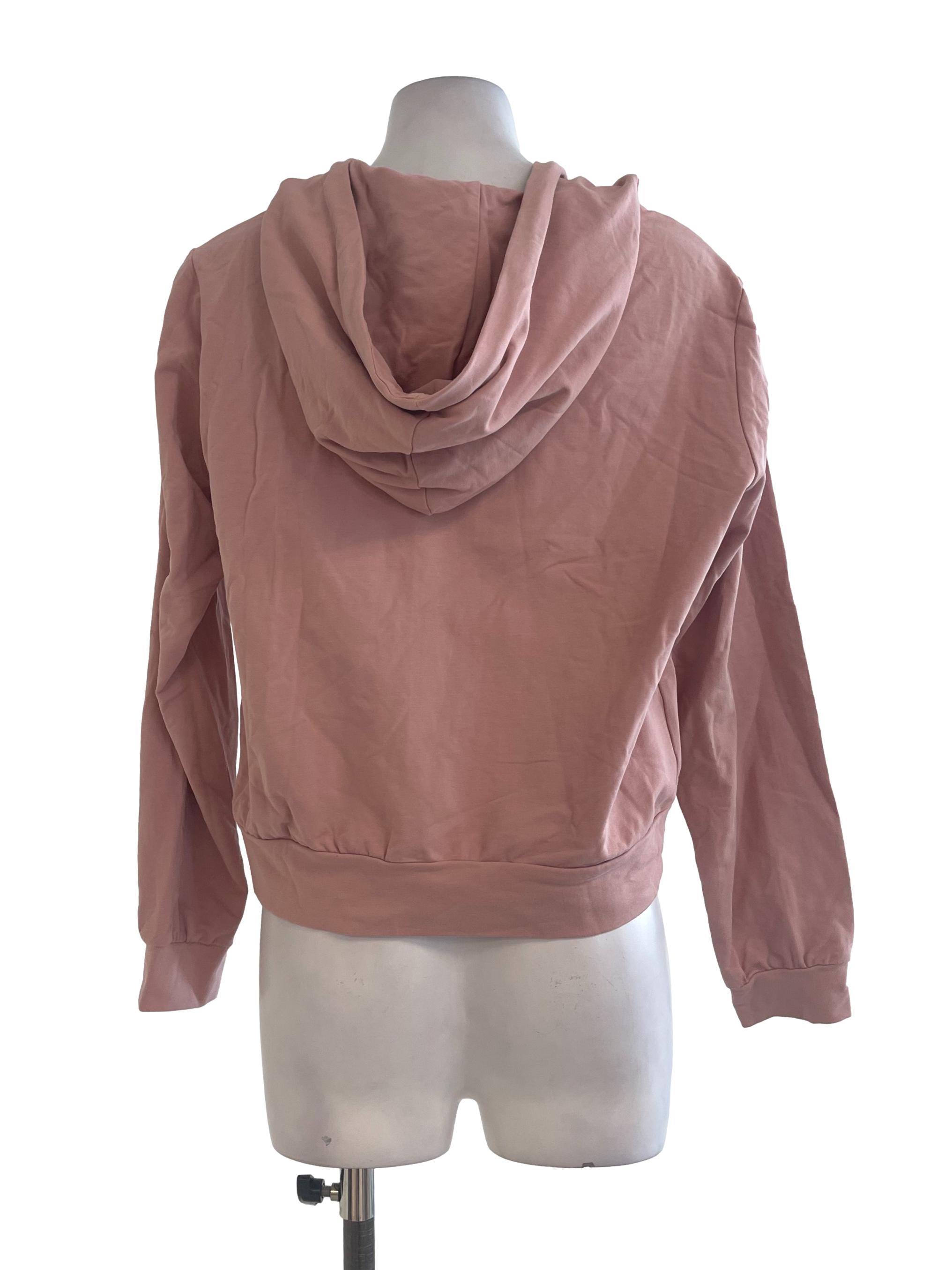 Pink Zipped Crop Hoodie
