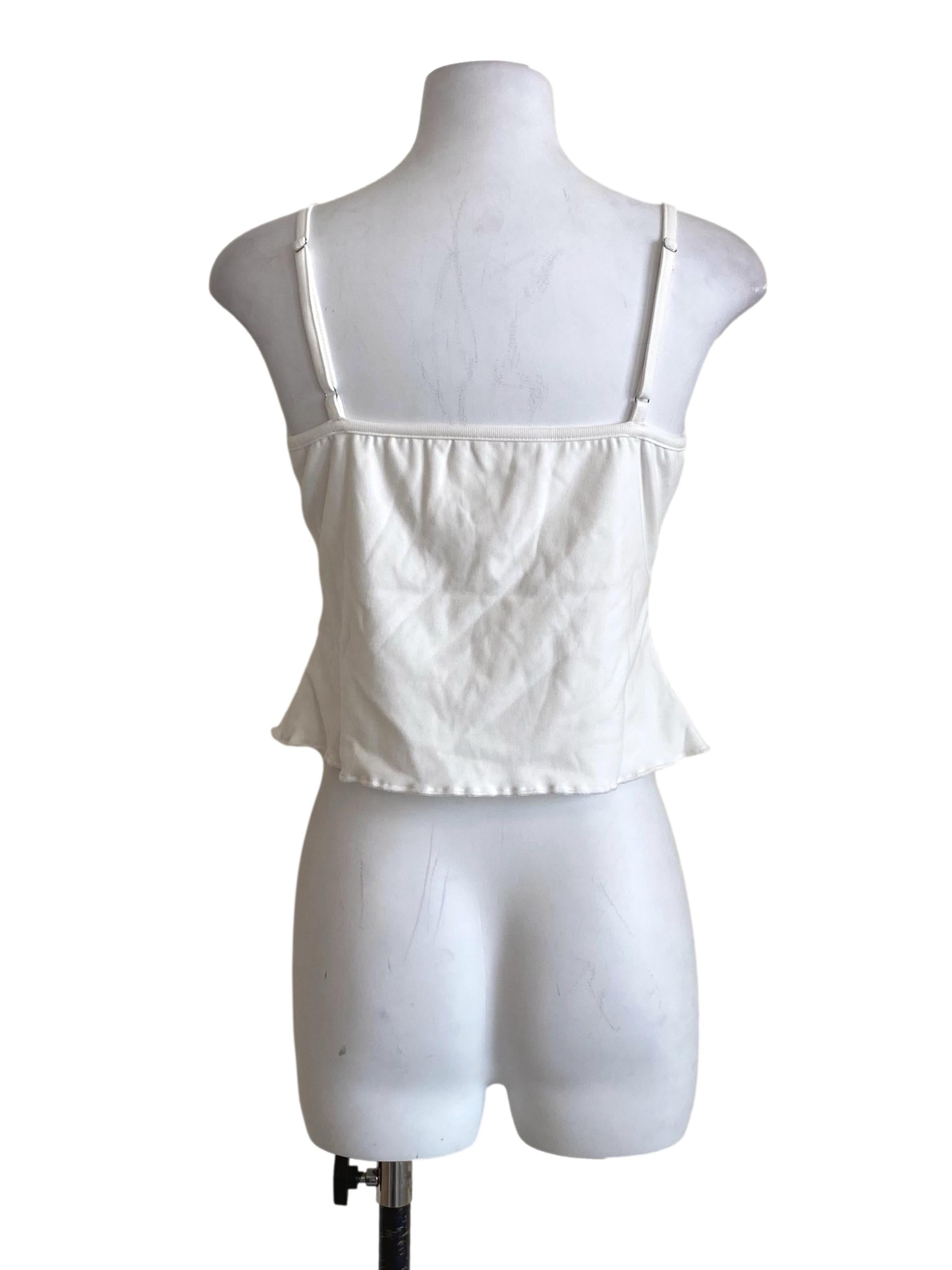 White Cotton Beaded Square Strap Shirt