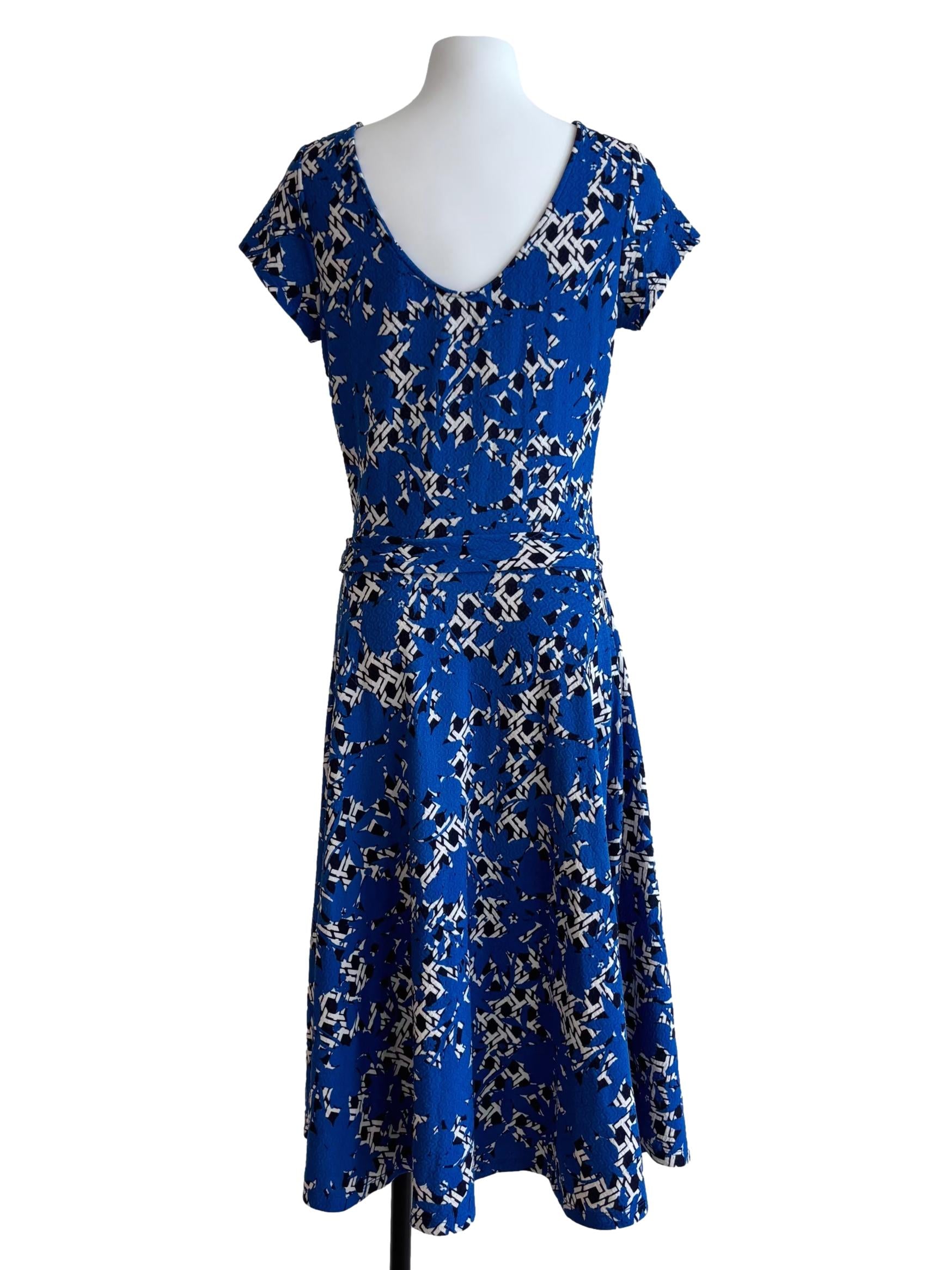 Azure Blue Patterned A-Line Dress CSN