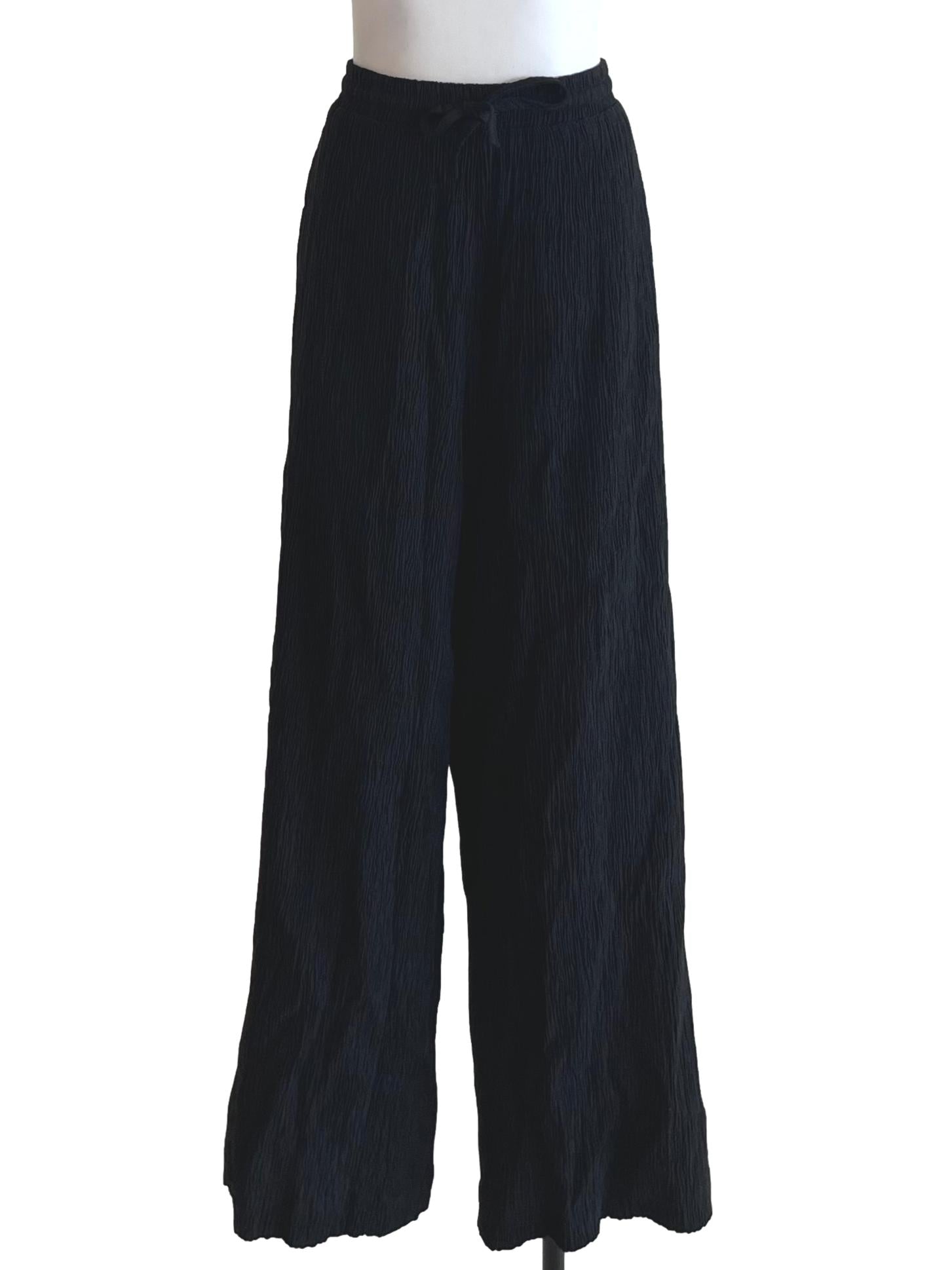Black Pleated Wide-Leg Pants