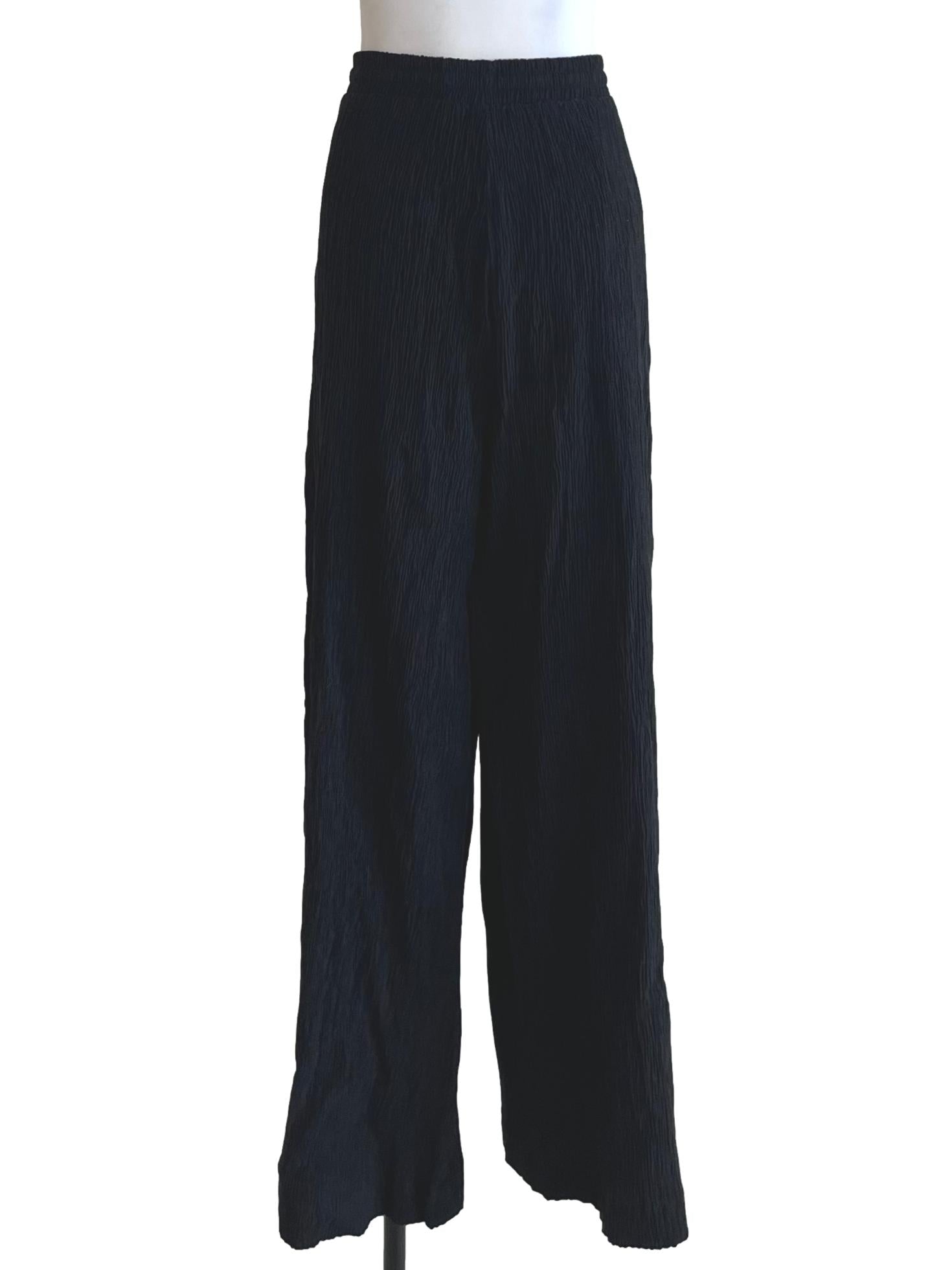 Black Pleated Wide-Leg Pants