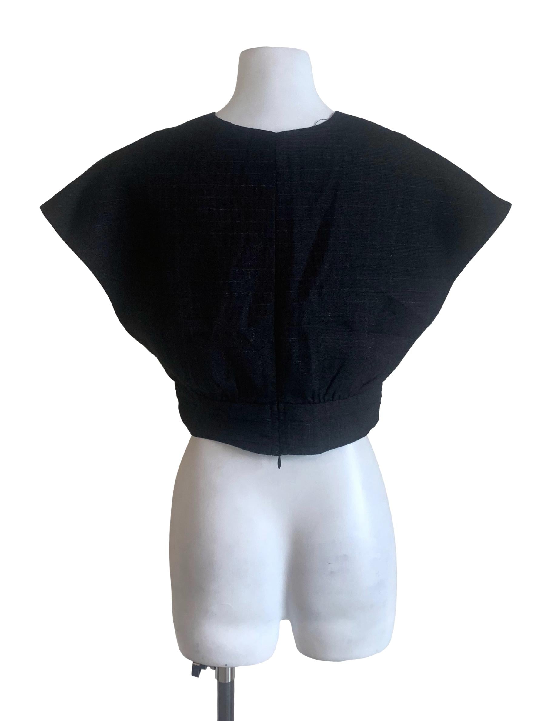 Crow Black Deep V Neck Top LB