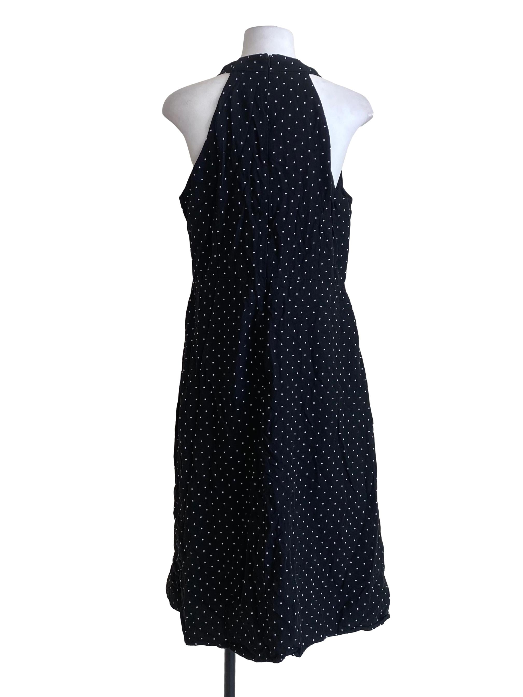 Black Midnight V-Neck Polka Dot Dress