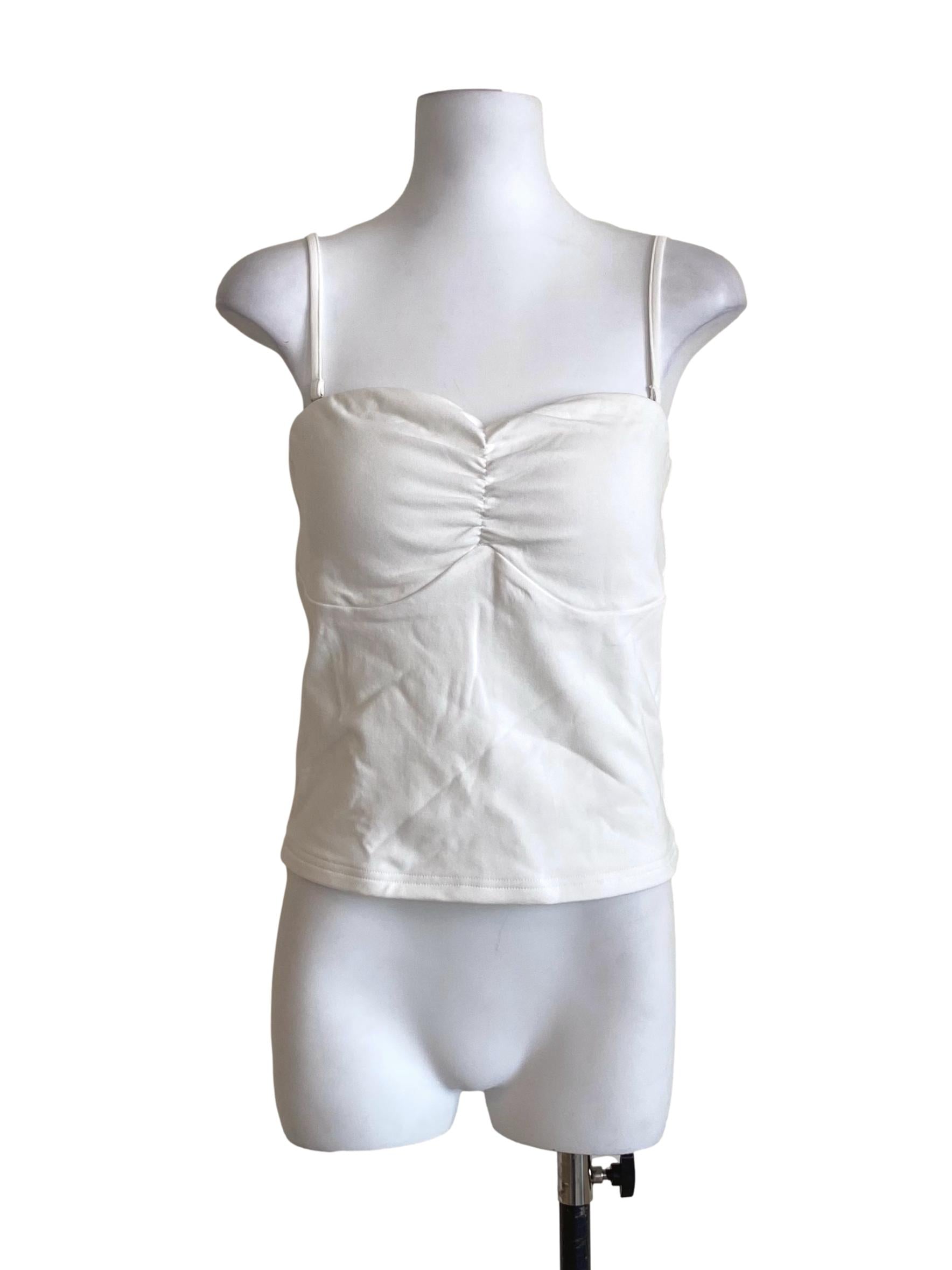 White Cotton Strap Sleeveless Shirt