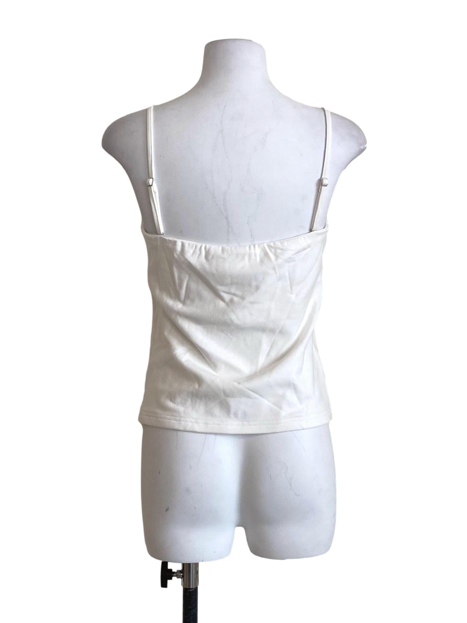 White Cotton Strap Sleeveless Shirt