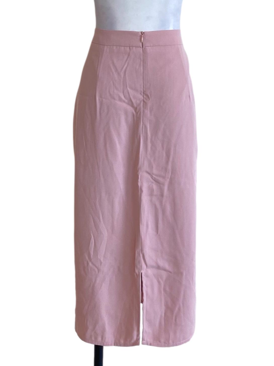 Crepe Pink Ruffle Side Loose Pencil Skirt TCL