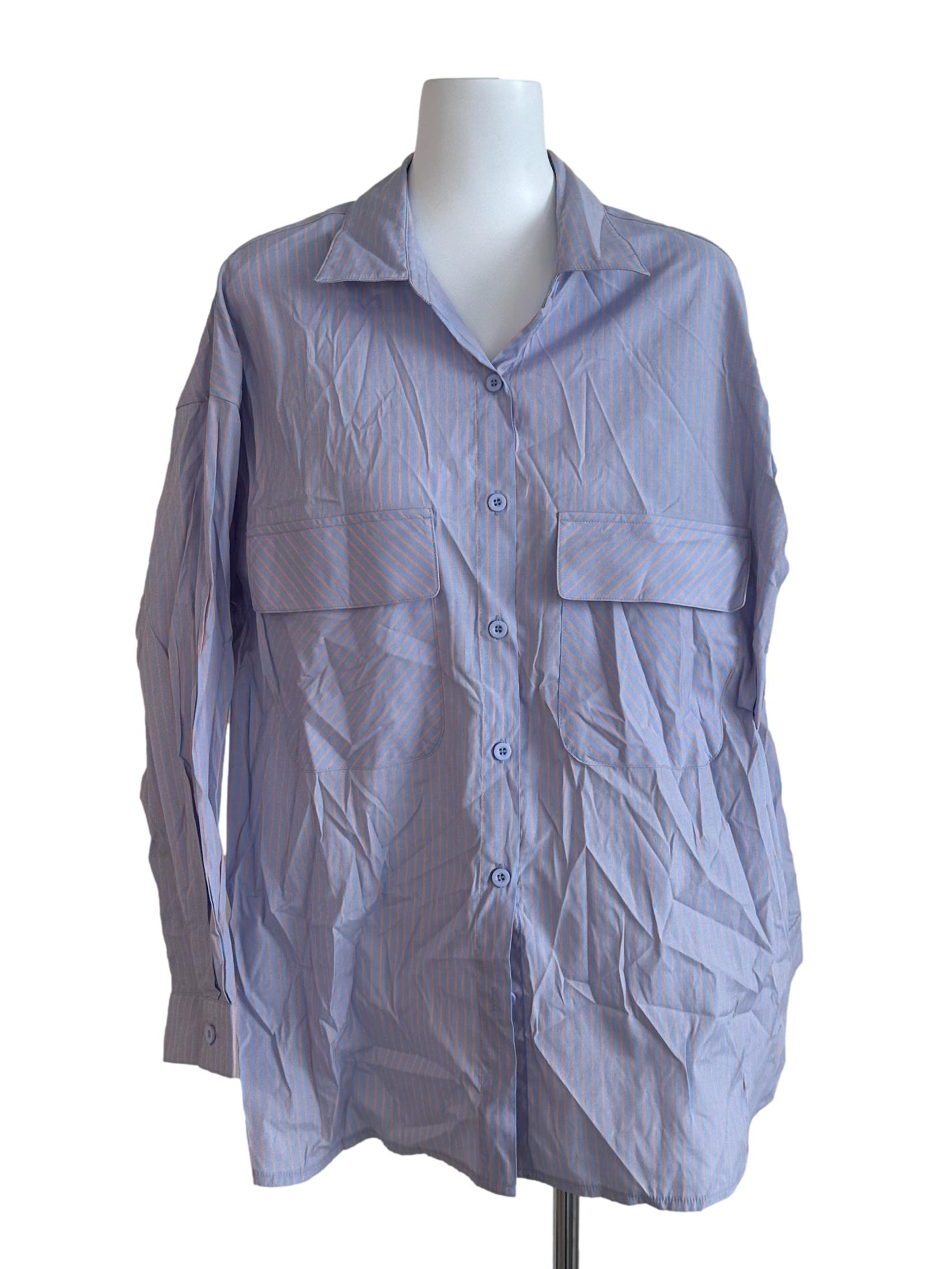 Lilac Purple Stripe Collar Top