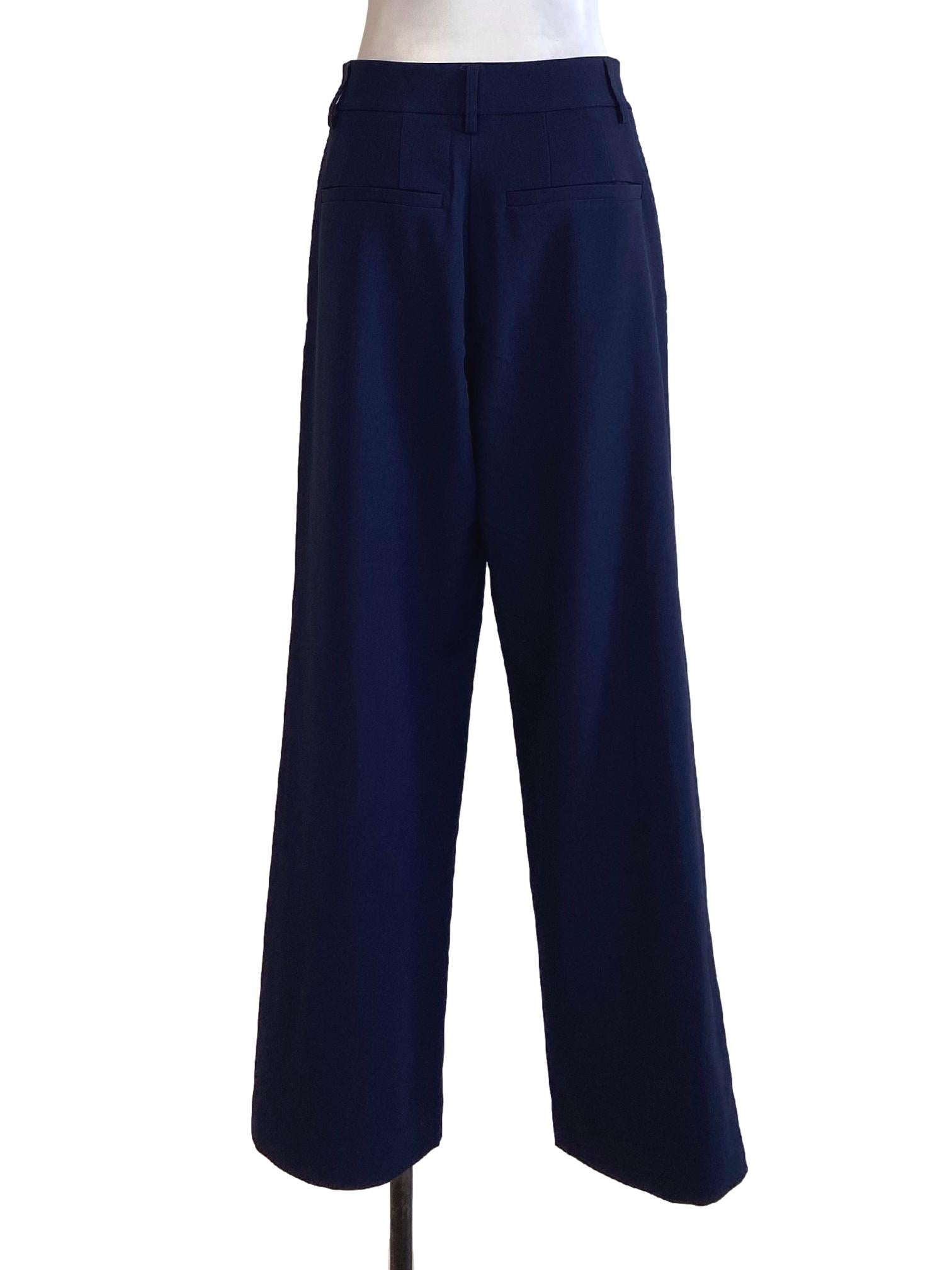 Navy Blue Twill Slit Formal Pants