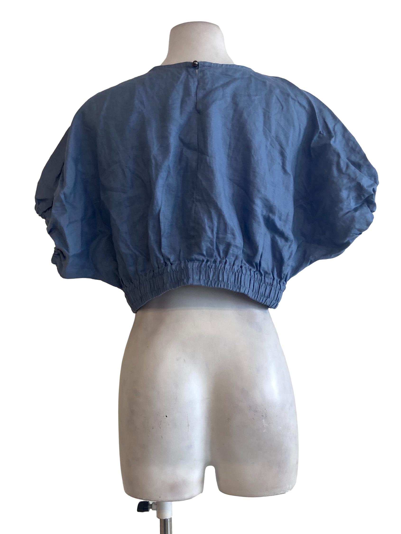 Blue Batwing Pegged Crop Top