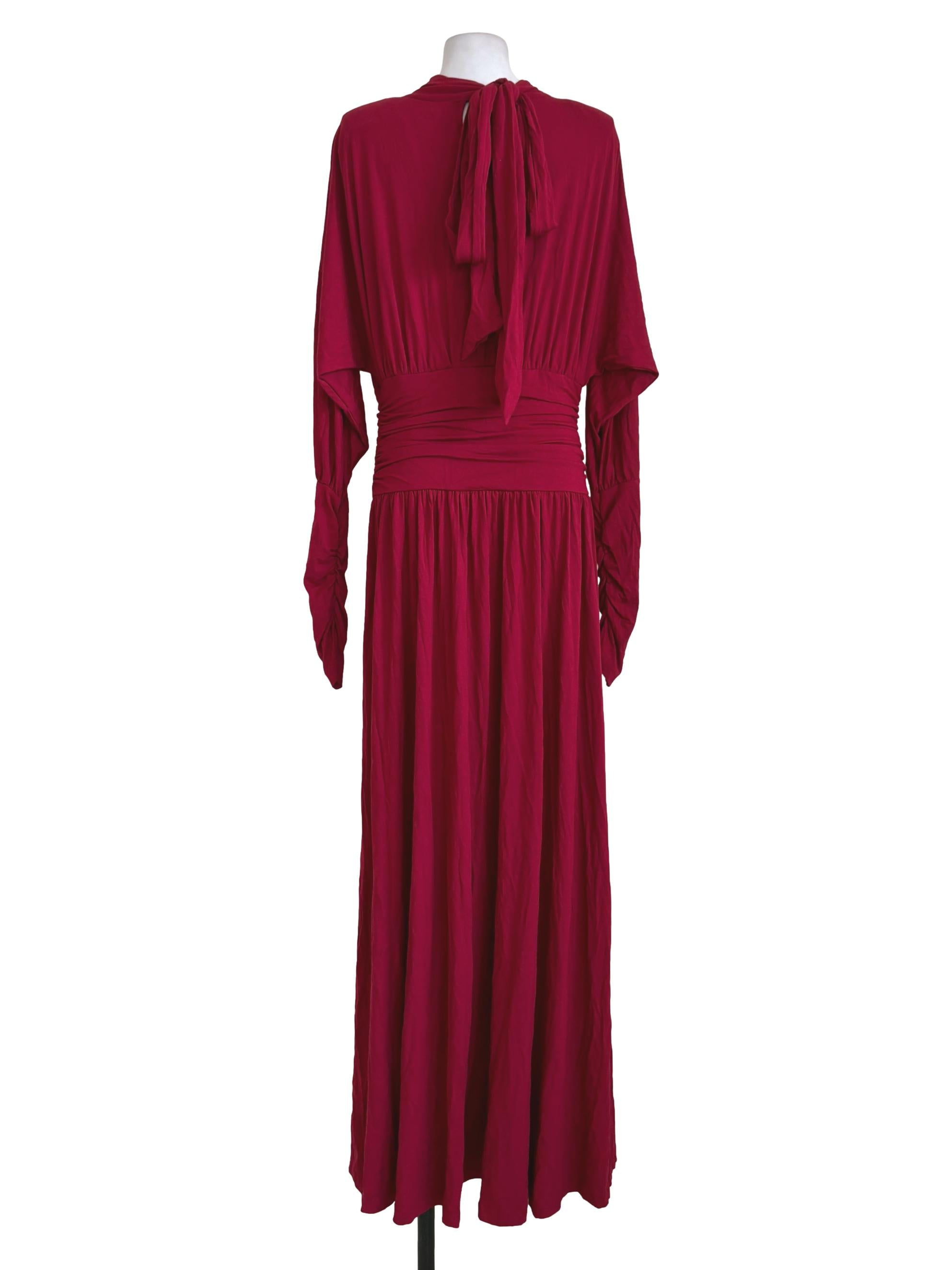 Sangria Red Cinched Waist Batwing Dress