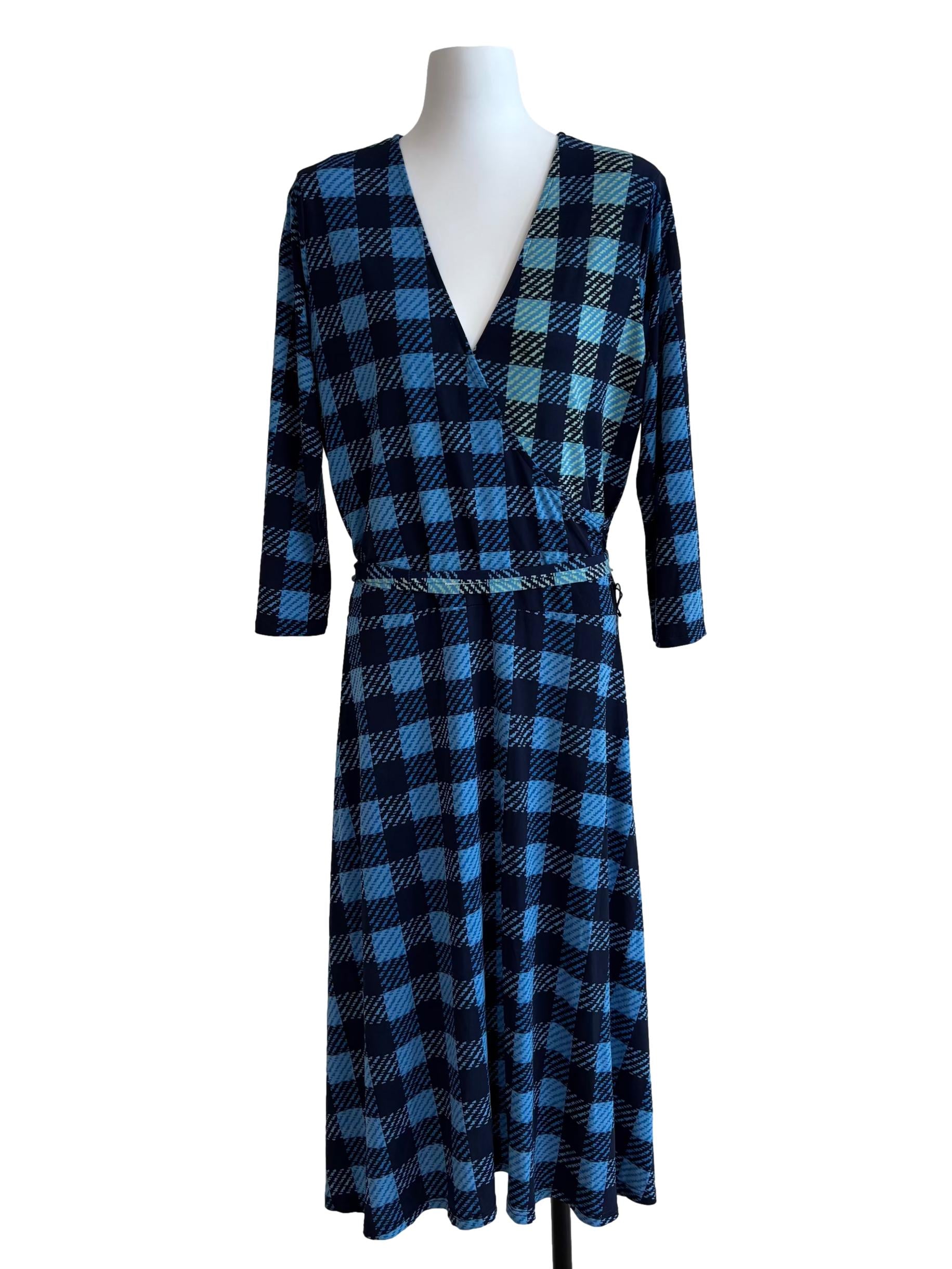 Stone Blue Perfect Wrap Checkered Dress CSN