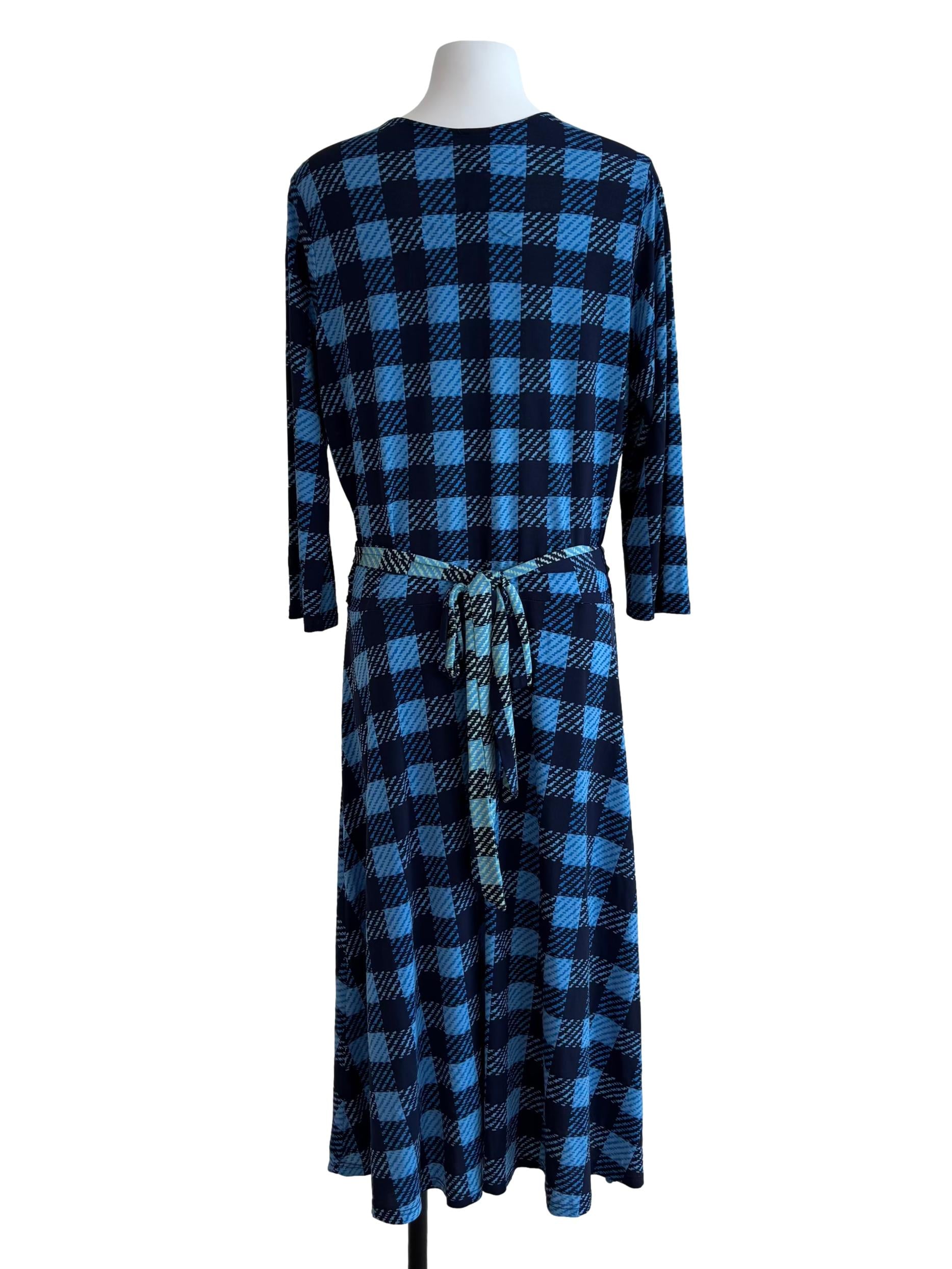 Stone Blue Perfect Wrap Checkered Dress CSN