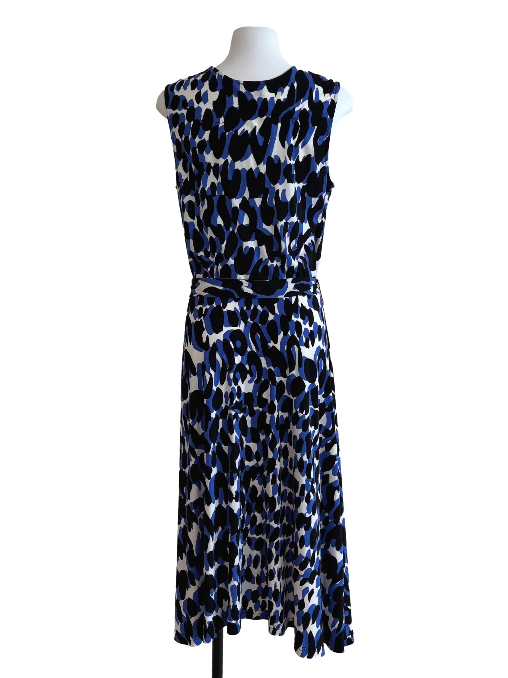 Blue Sleeveless Wrap Leopard Print Dress CSN