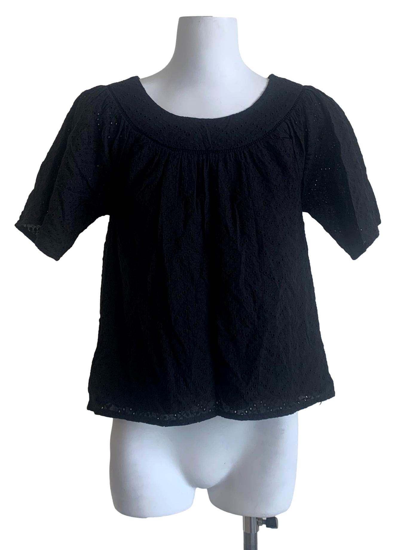 Midnight Black Embroidery Pattern Top