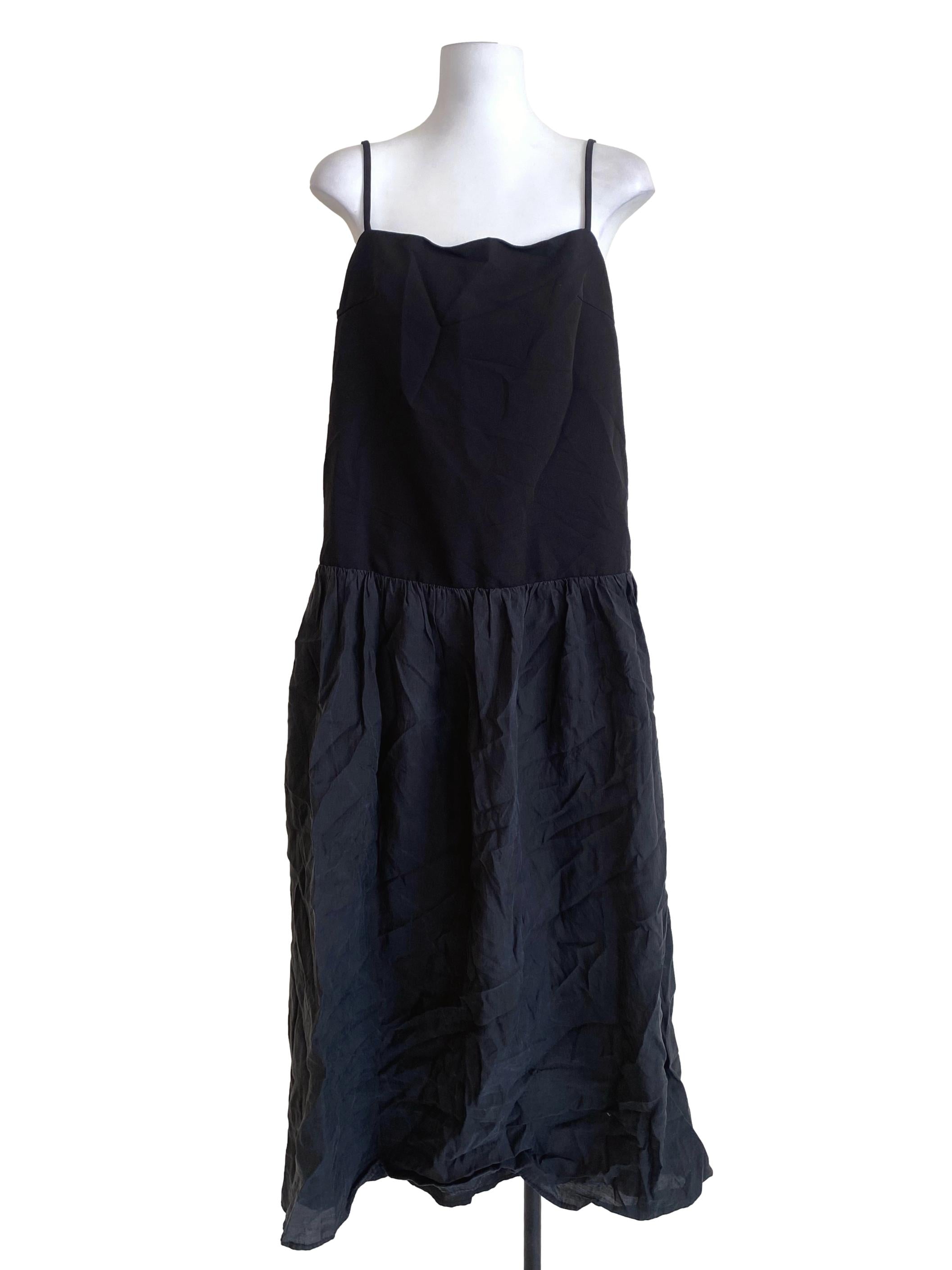 Charcoal Black Drop Waist Long Dress TWL