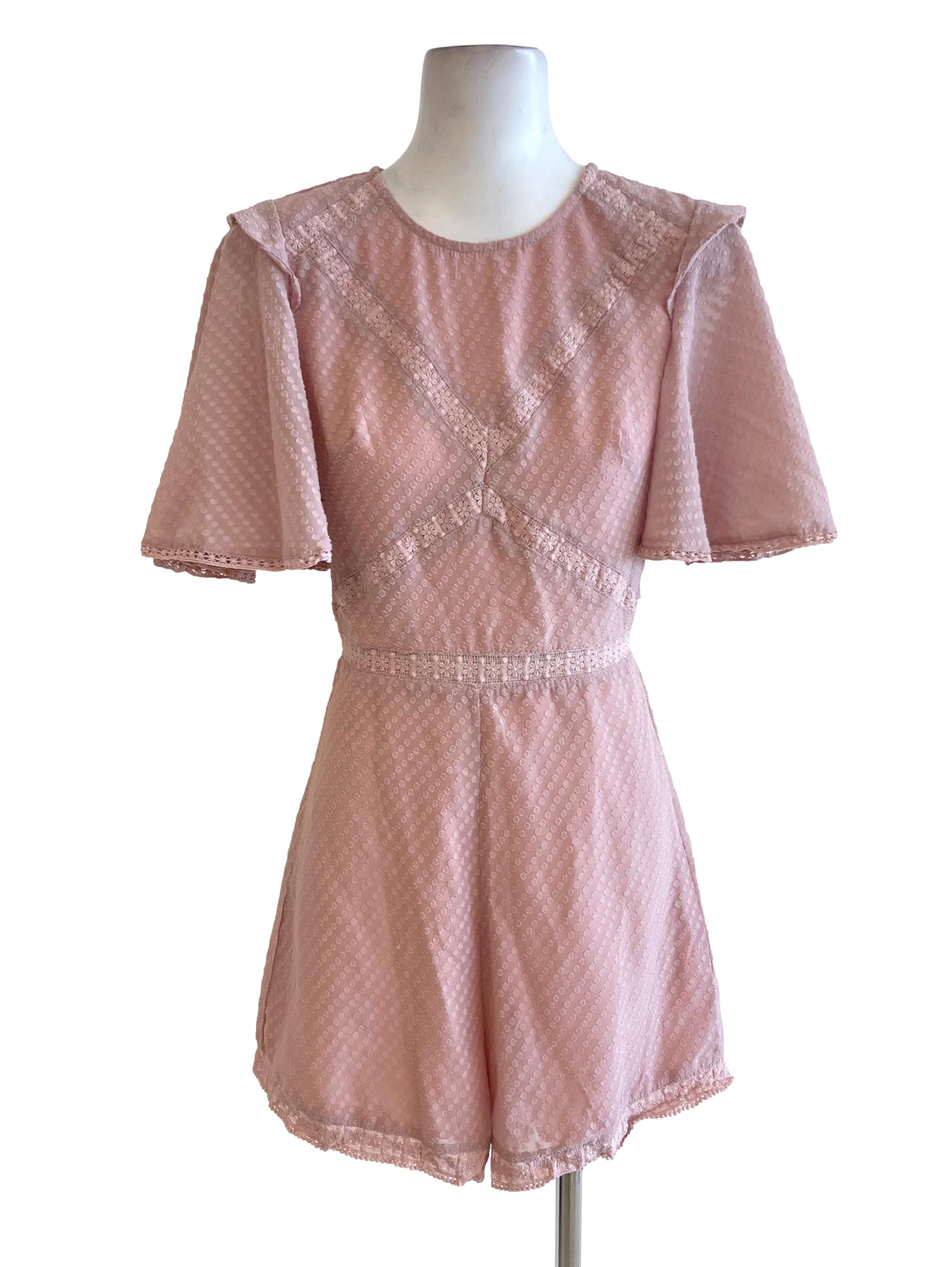 Pink Watermelon Swiss Dot Lace Rompers